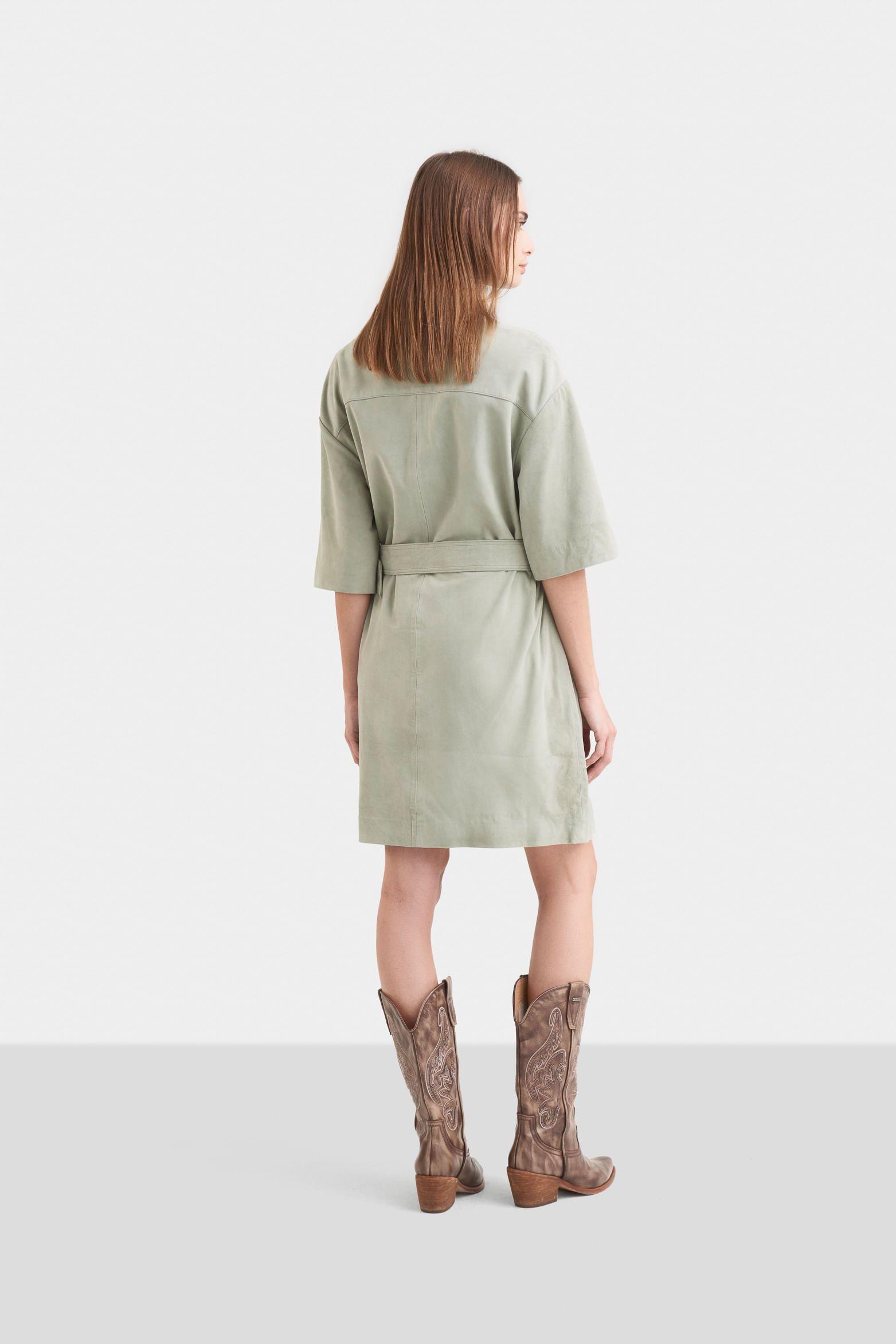 Vélez Vestido Neu Cuero Mujer Perilla Broches Agua Marina-4