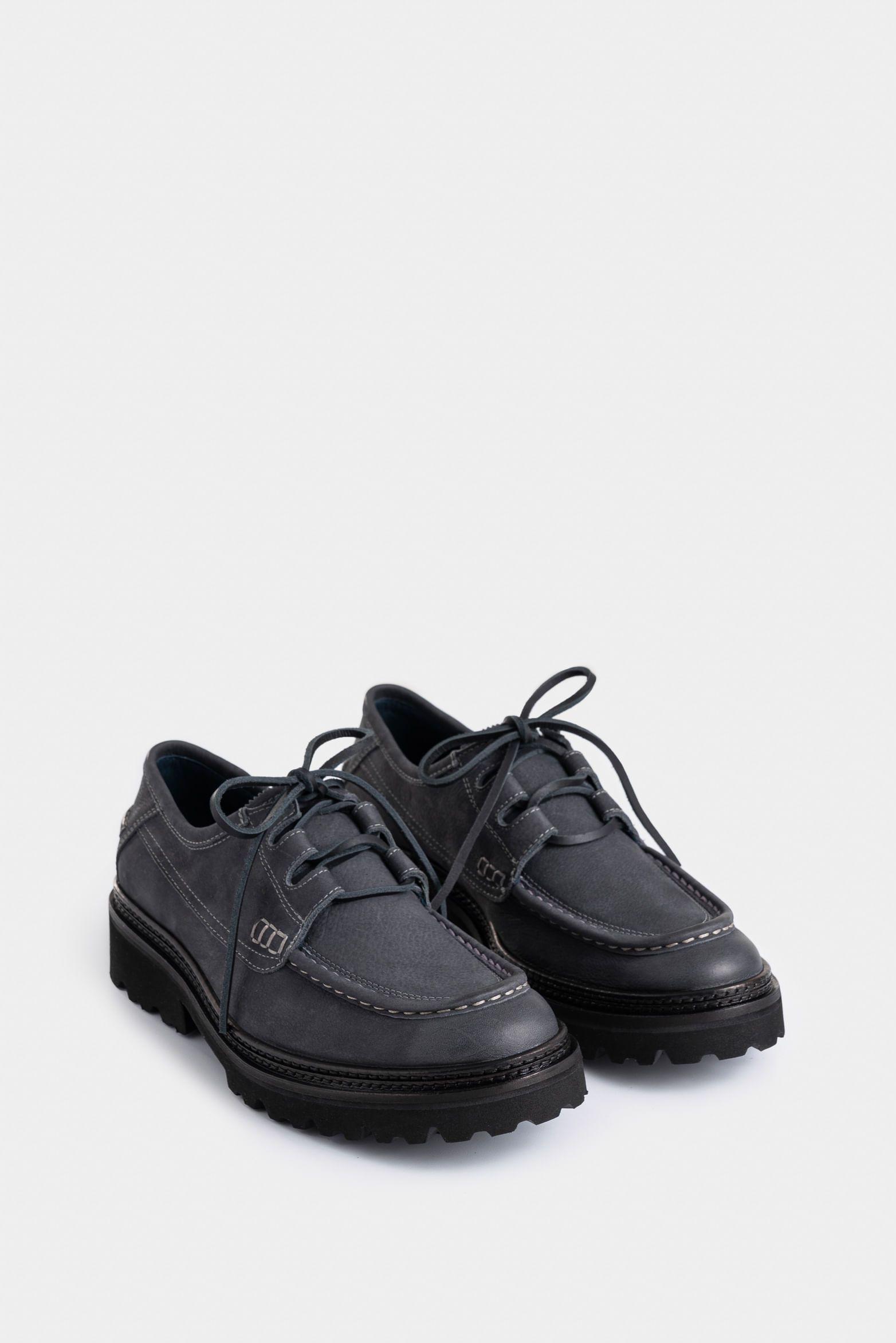 Vélez Zapatos Cordón Castor Cuero Gamuzado Hombre Tractorados Gris-1