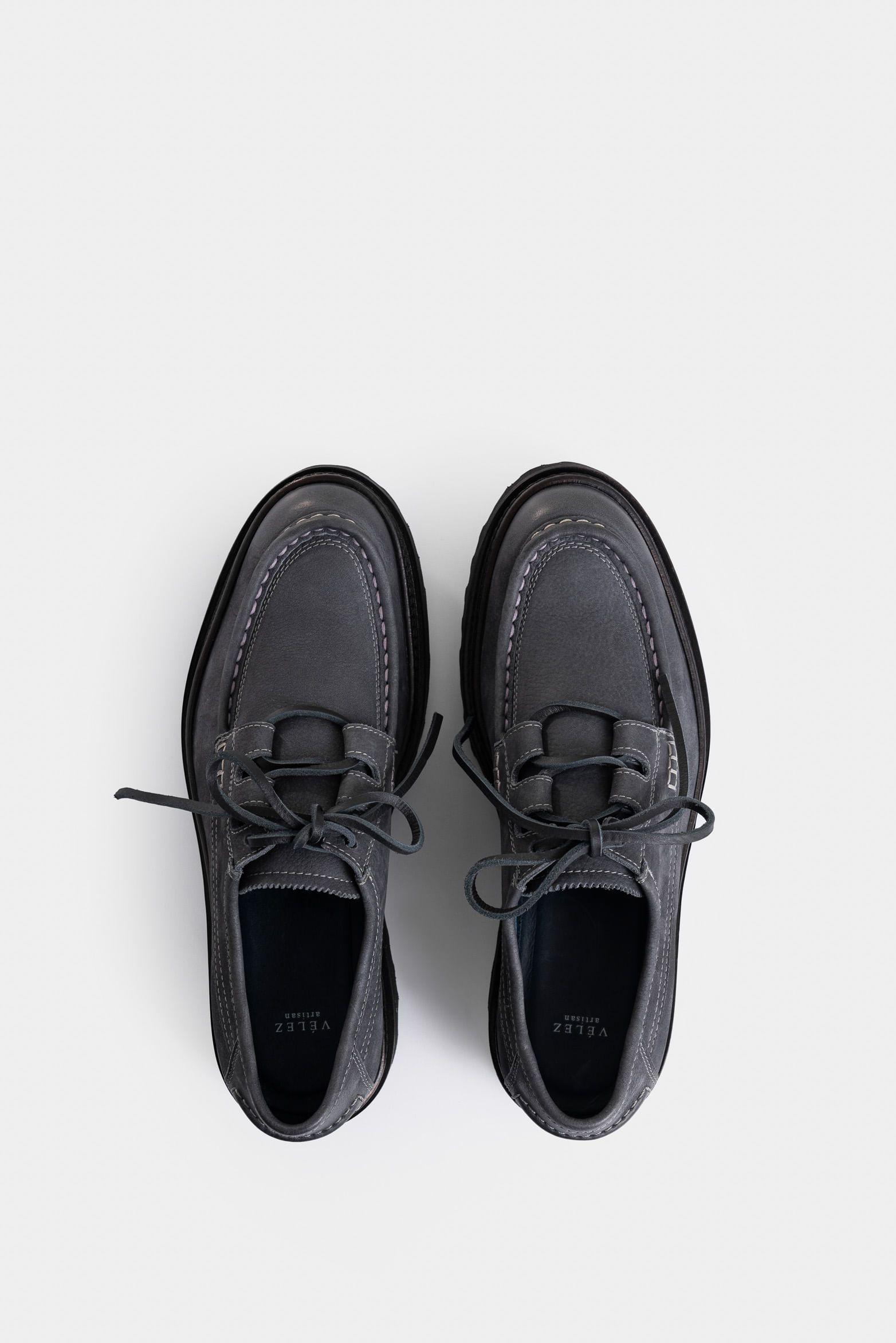 Vélez Zapatos Cordón Castor Cuero Gamuzado Hombre Tractorados Gris-3