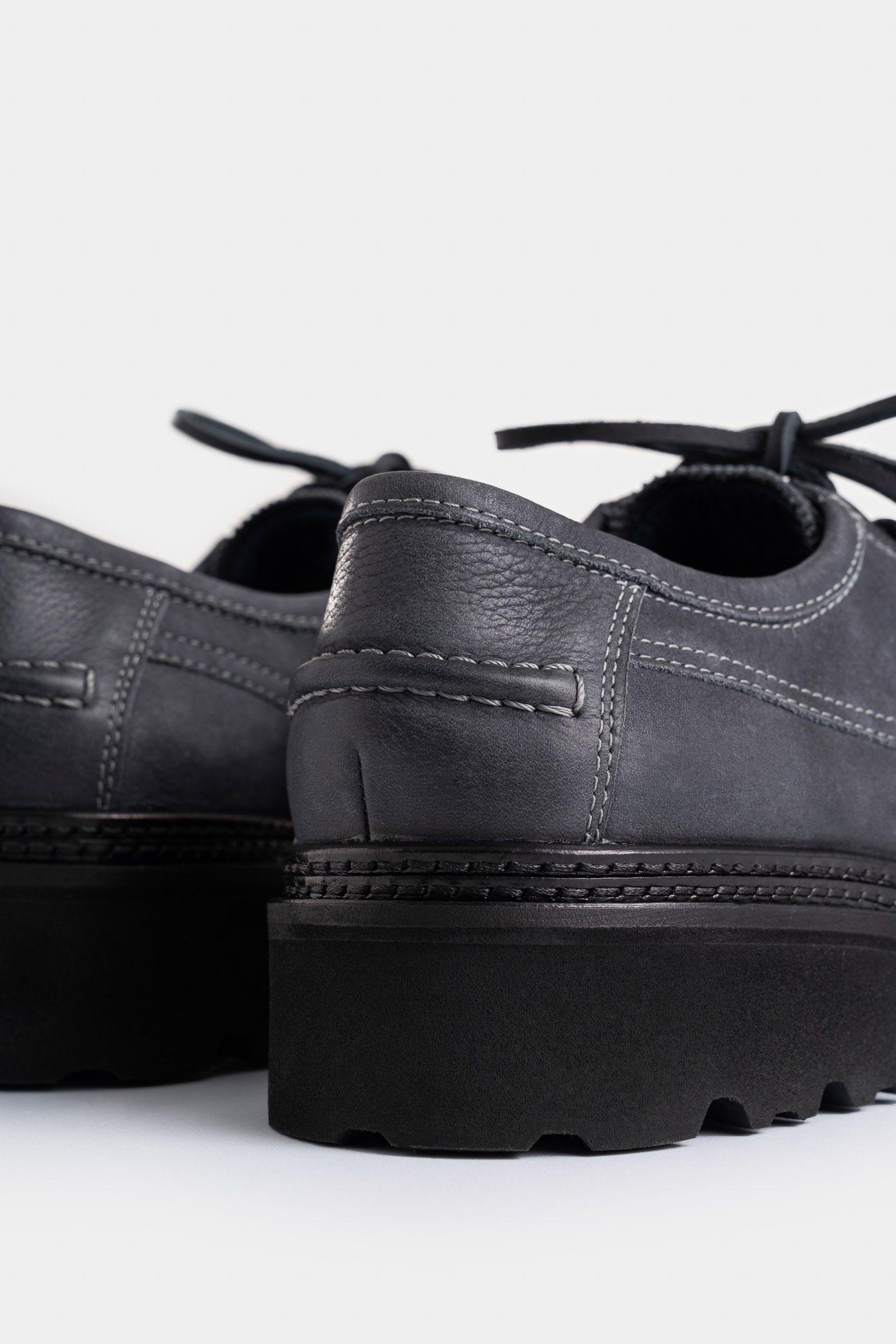 Vélez Zapatos Cordón Castor Cuero Gamuzado Hombre Tractorados Gris-4