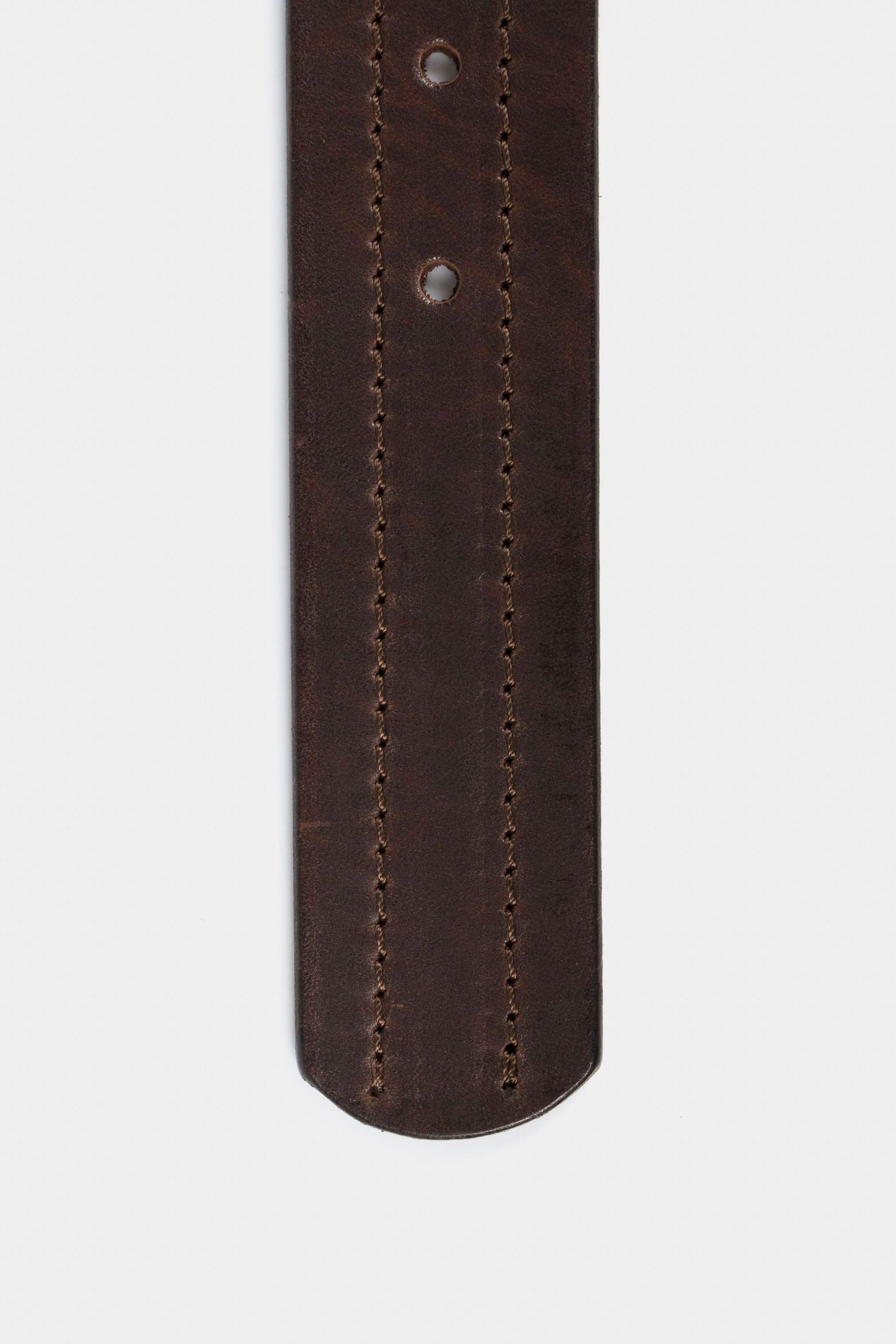 Cinturón unifaz coraje de cuero para hombre pasador metálico café-3