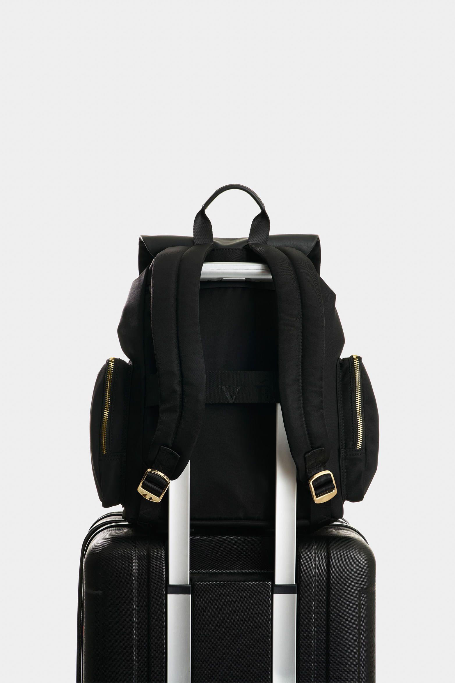 Vélez Tula Morral Orión De Lona Y Cuero Mujer Viajero Negro-2