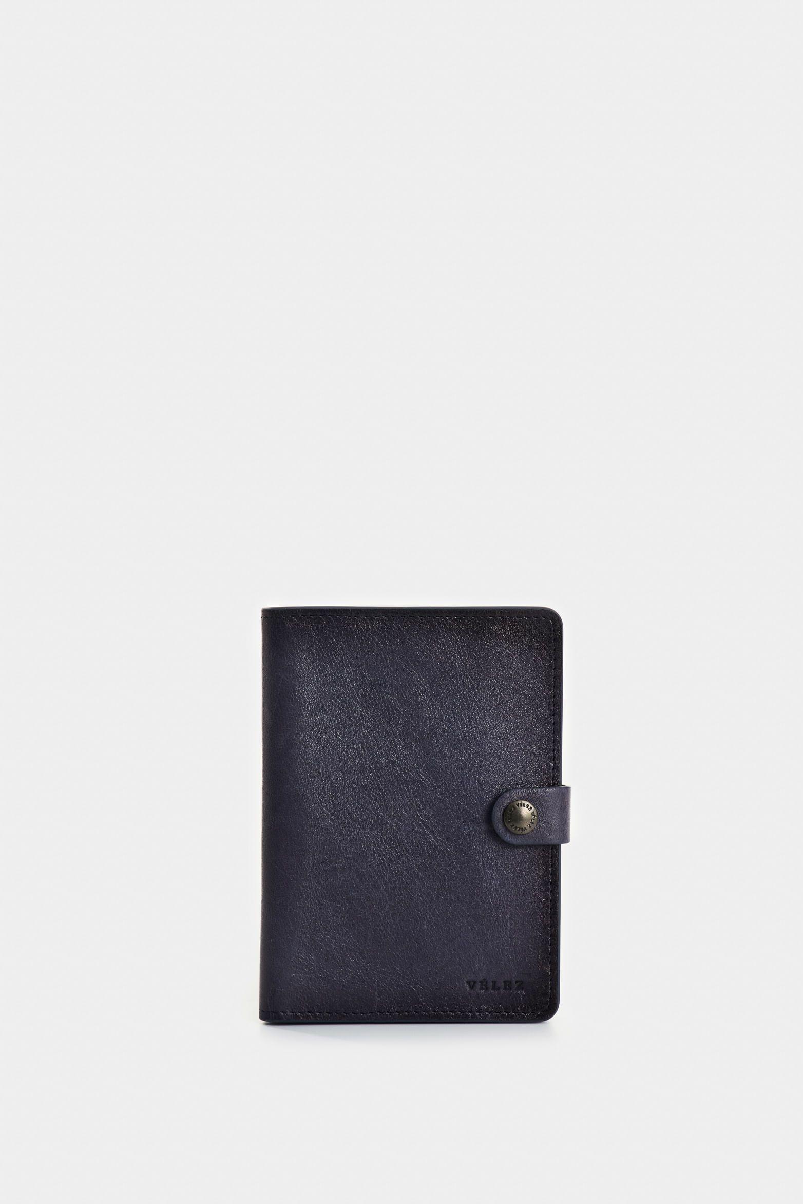 Vélez Porta Pasaporte Evolet Cuero Hombre Broche Azul Oscuro-0