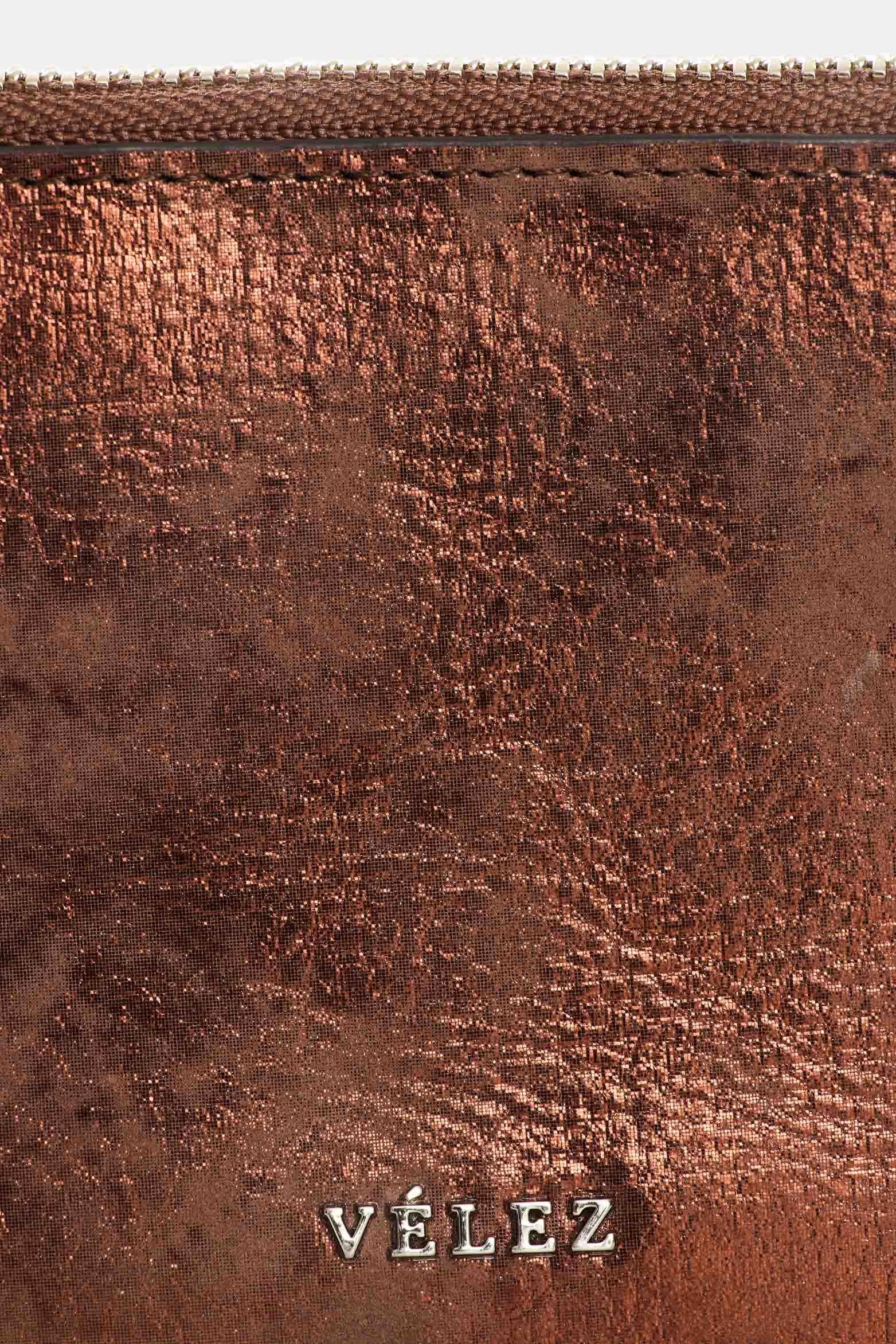 Vélez Billetera De Cuero Folia Para Mujer Grecia Bronce-3