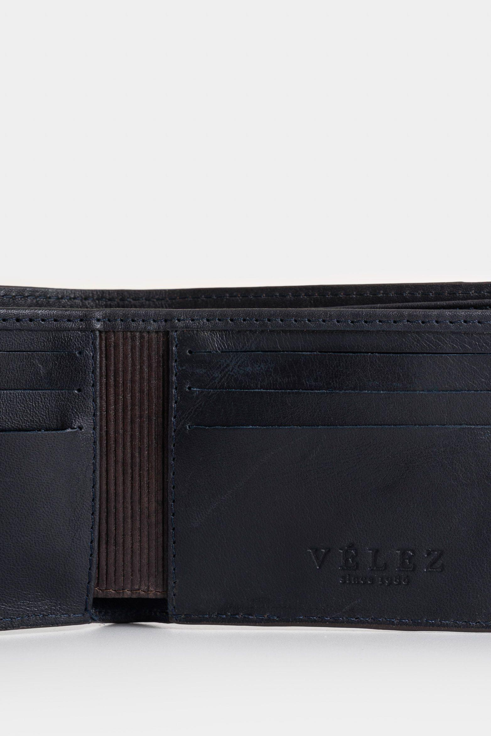 Vélez Billetera De Cuero Costuras Decorativas Cafe-4