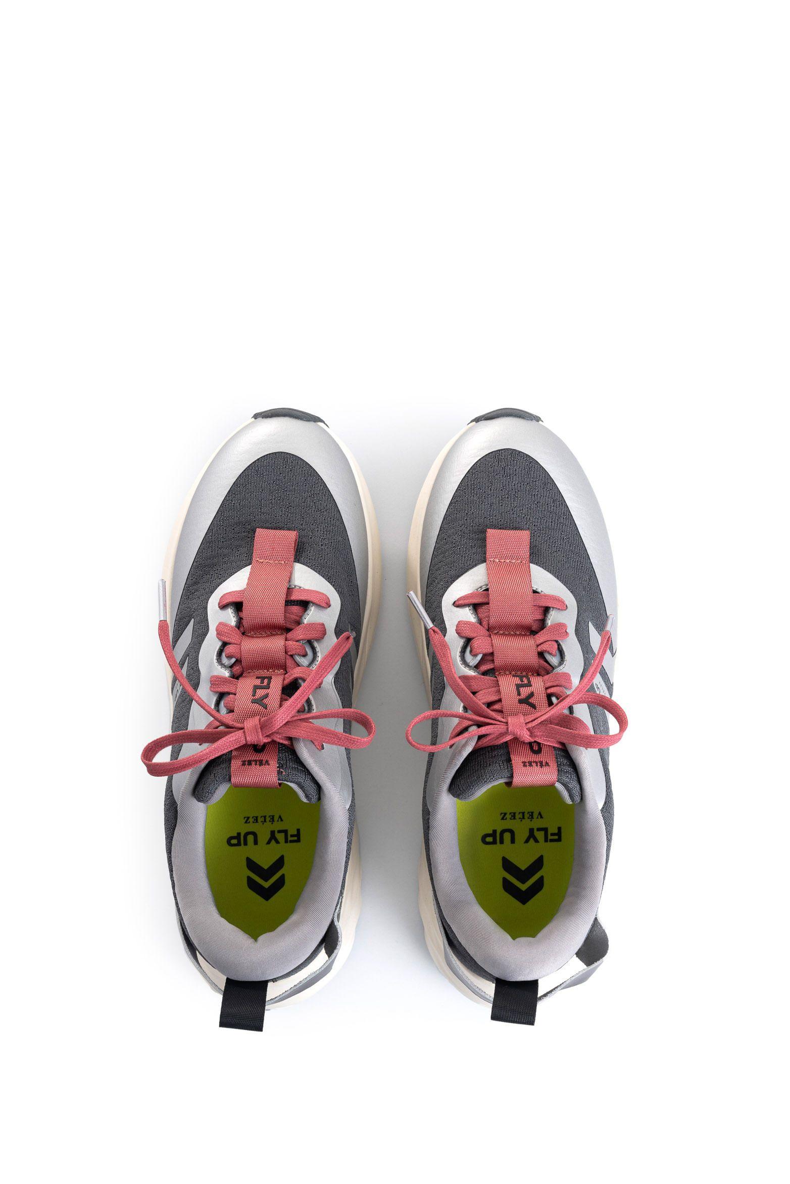 Vélez Zapatilla Tenis Fly Up Spirited Textil Y Cuero Mujer Gris-4