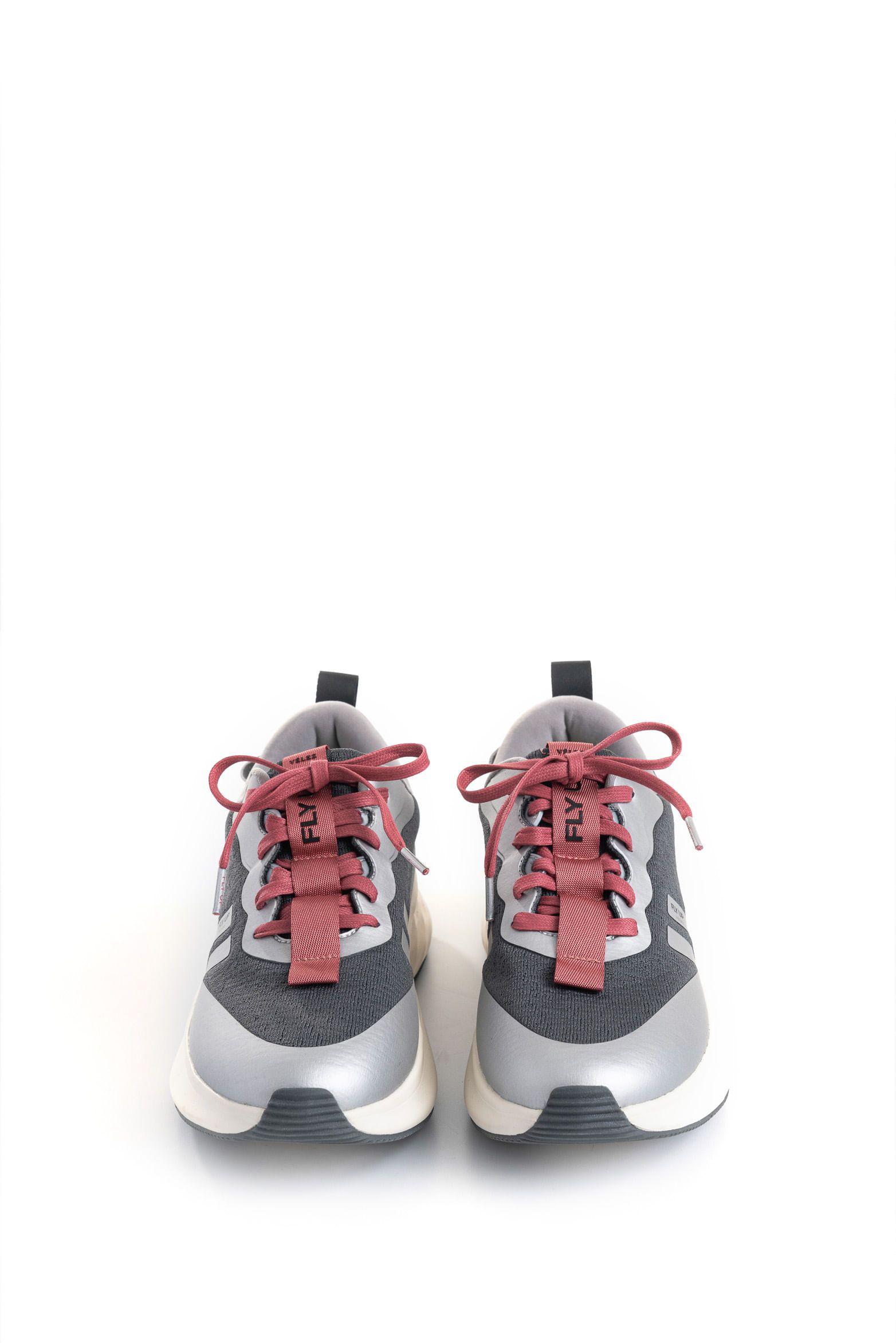 Vélez Zapatilla Tenis Fly Up Spirited Textil Y Cuero Mujer Gris-5