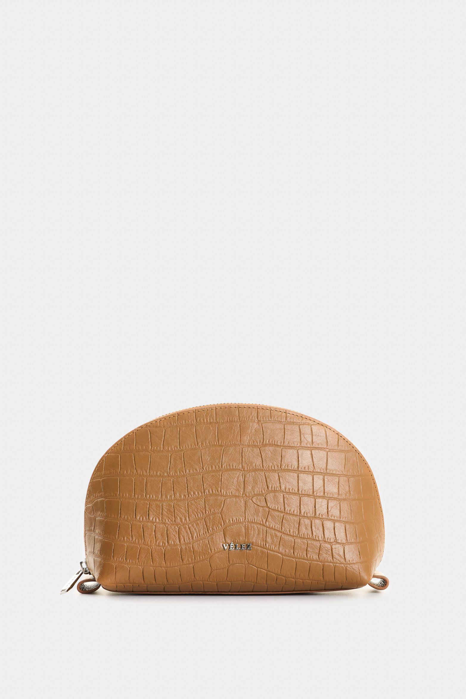 Vélez Cosmetiquera De Cuero Grabado Para Mujer Luminia Miel-0