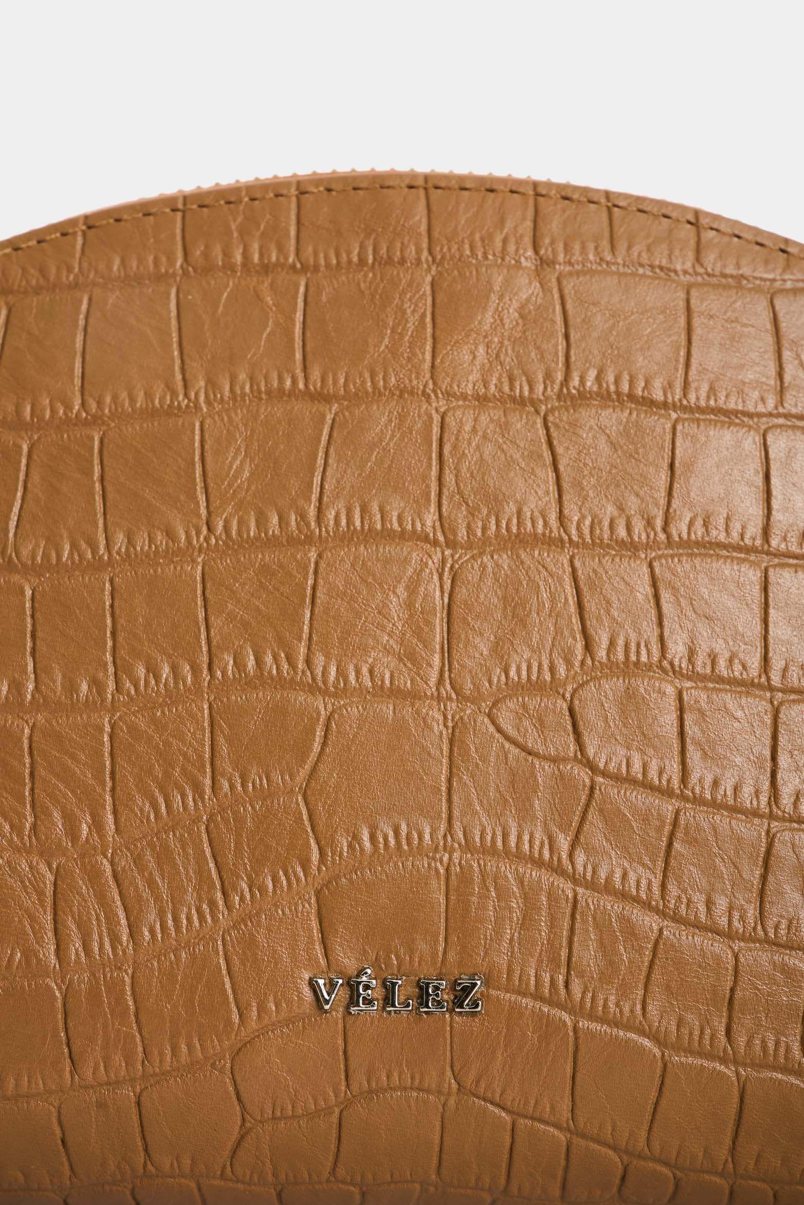 Vélez Cosmetiquera De Cuero Grabado Para Mujer Luminia Miel-3