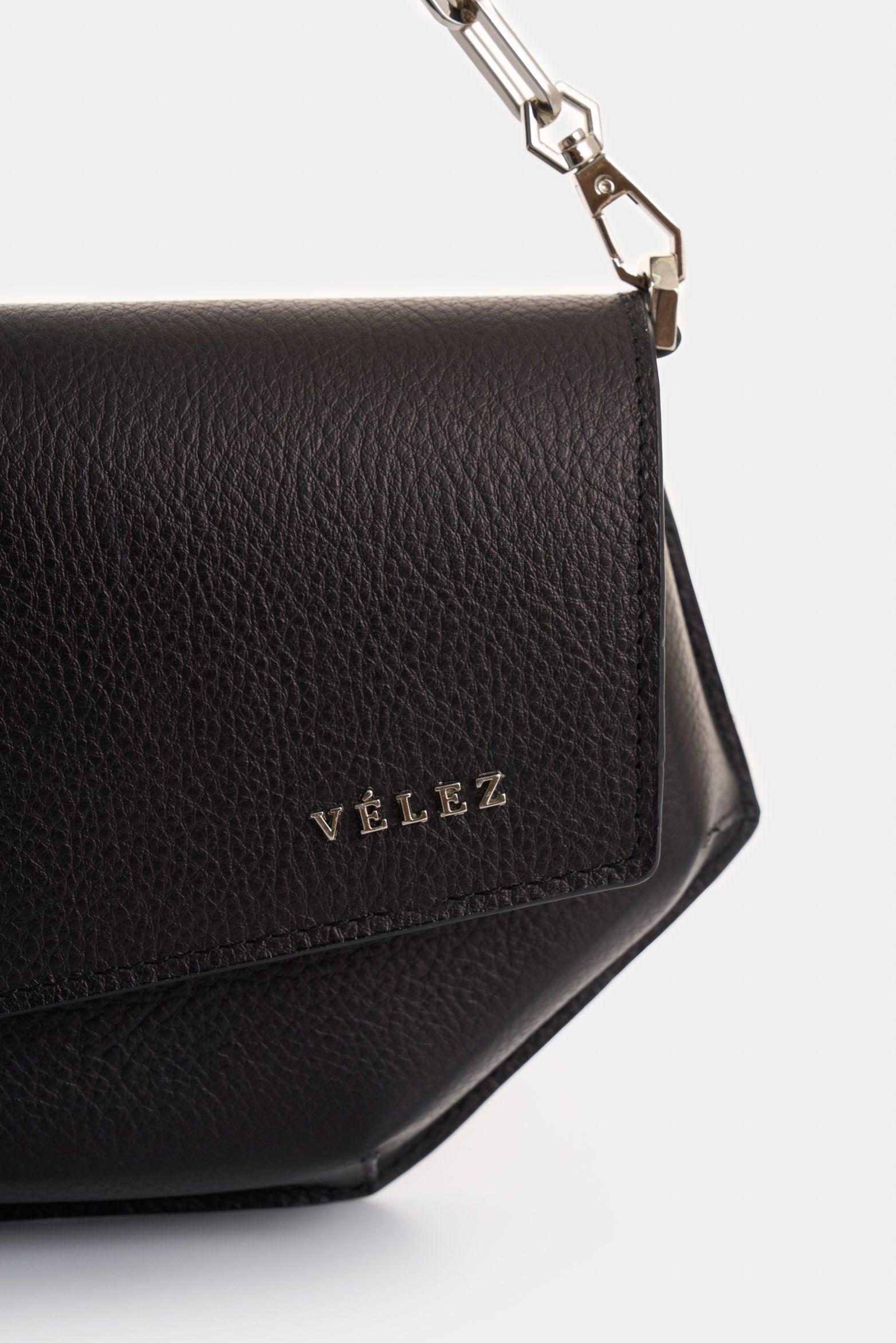 Vélez Bowling Hexa Baguette Cuero Mujer Detalle Cadena Negro-3