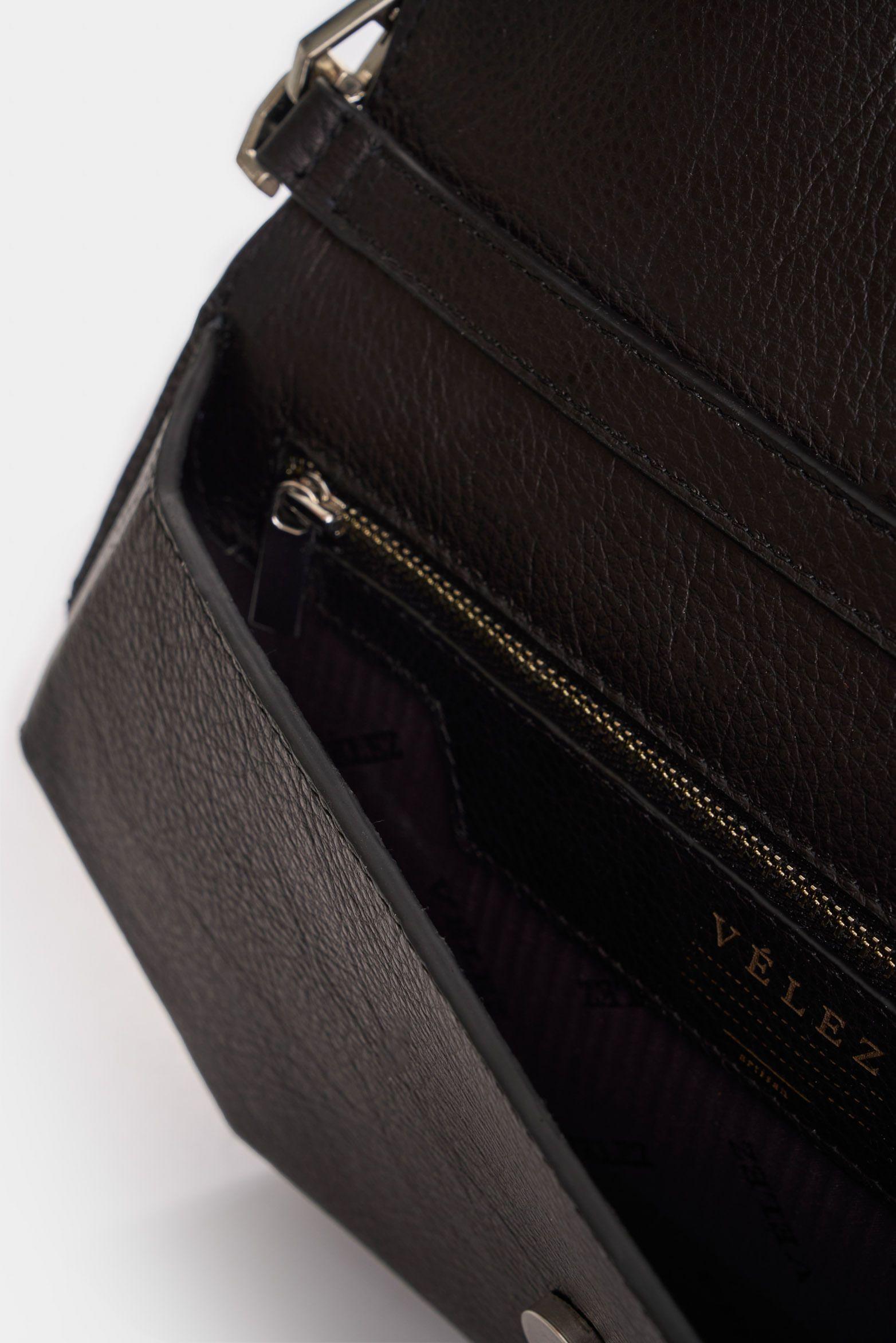 Vélez Bowling Hexa Baguette Cuero Mujer Detalle Cadena Negro-4