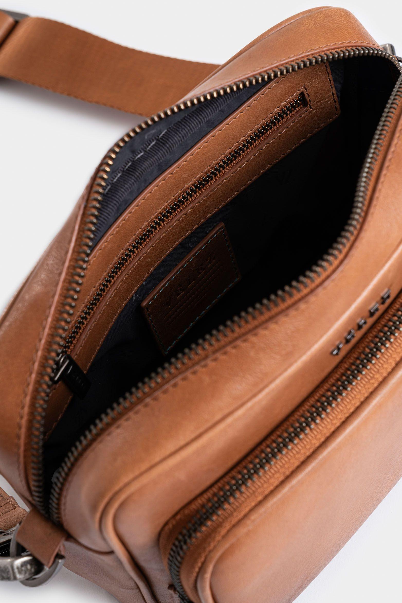 Manos libres Kansas 2 de cuero para hombre Slim Miel-4