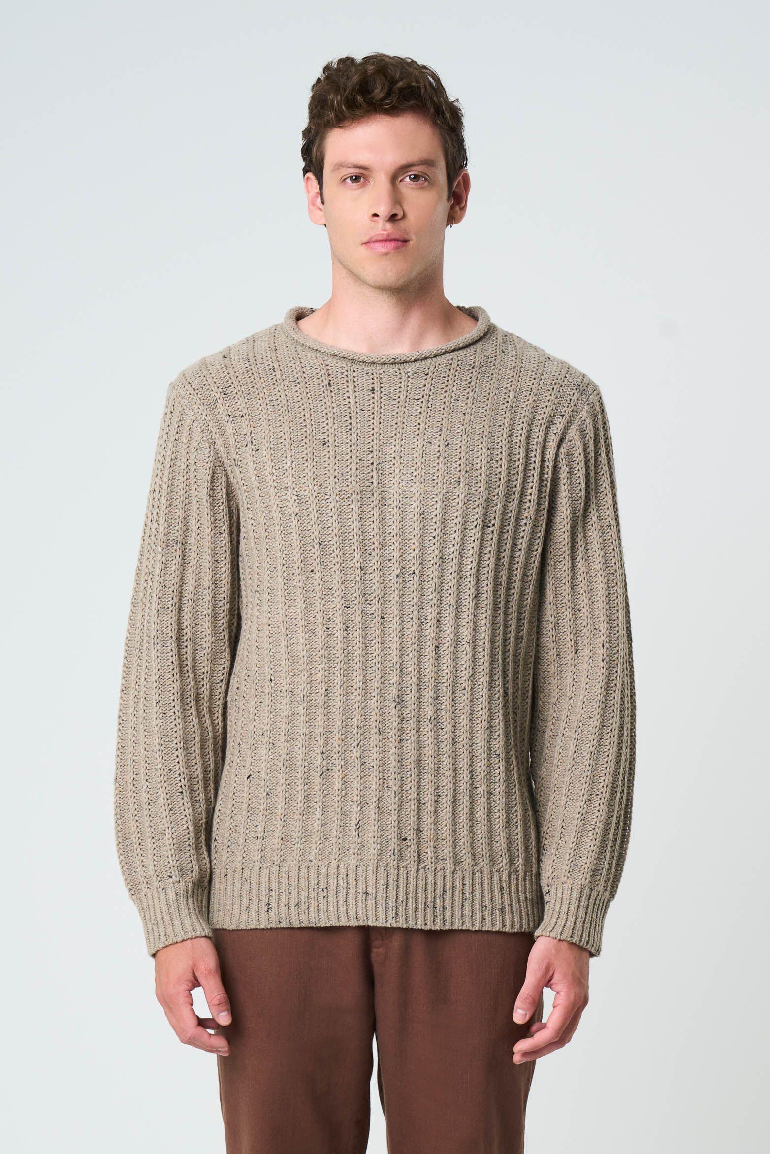 Vélez Sweater Selva Tejido Para Hombre Cuello Bandeja Tabaco-0