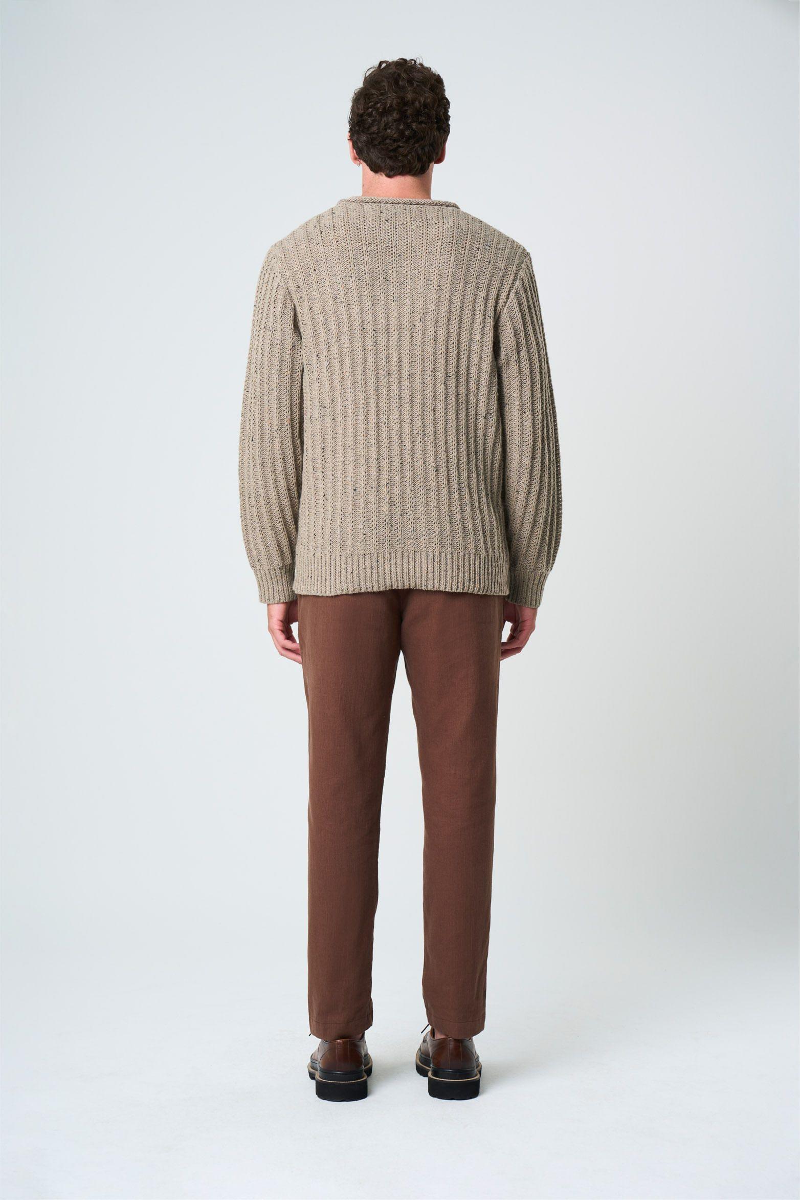 Vélez Sweater Selva Tejido Para Hombre Cuello Bandeja Tabaco-2