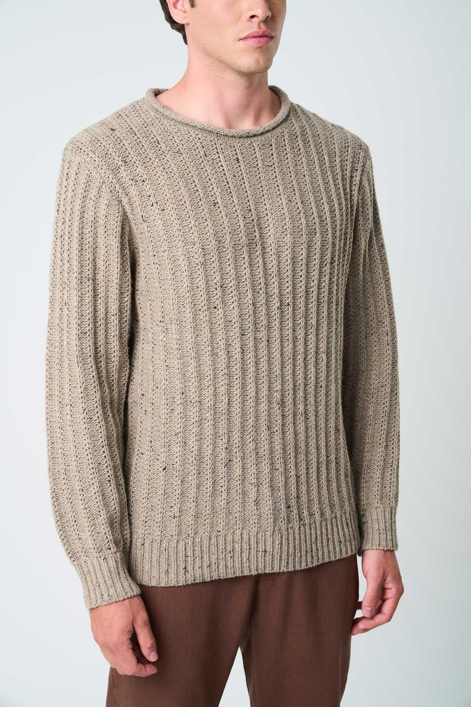 Vélez Sweater Selva Tejido Para Hombre Cuello Bandeja Tabaco-4