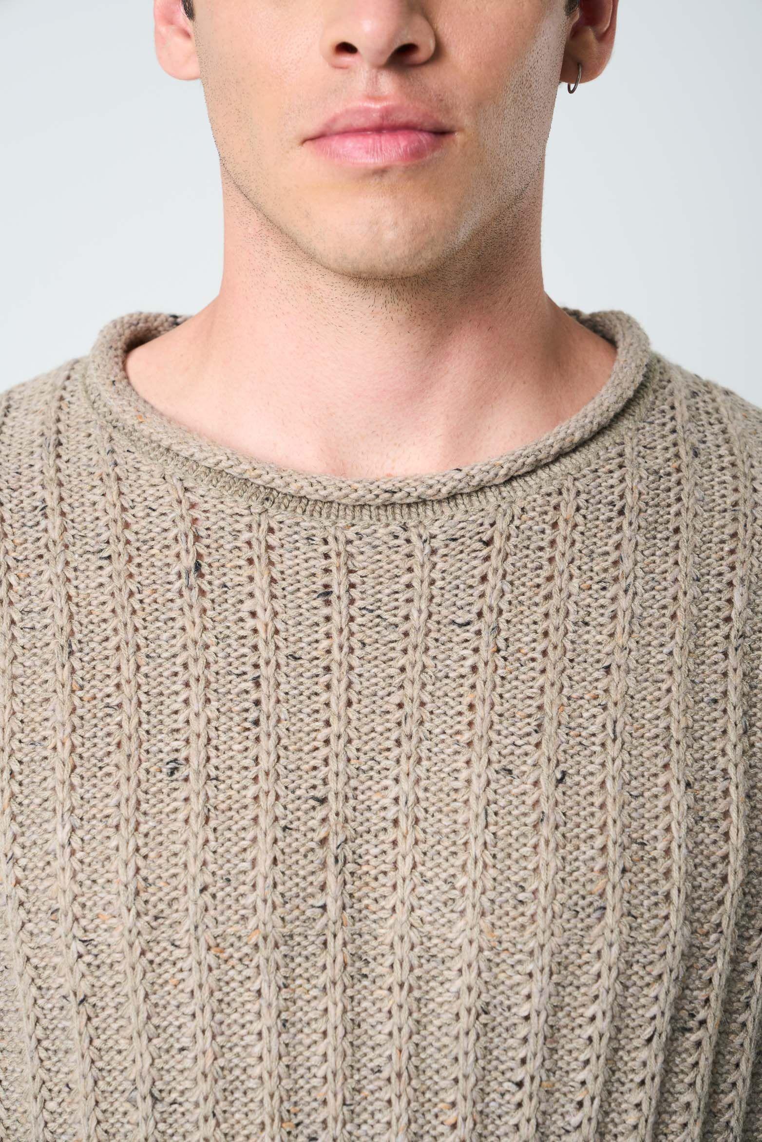 Vélez Sweater Selva Tejido Para Hombre Cuello Bandeja Tabaco-5