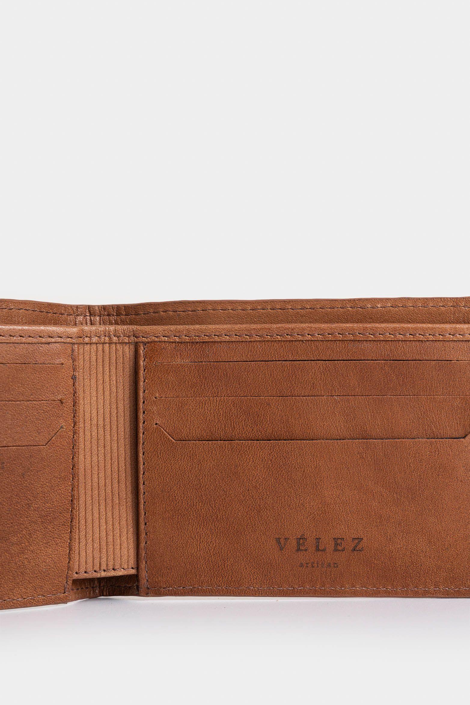 Vélez Billetera Juárez De Cuero Para Hombre 3 Caras Miel-4