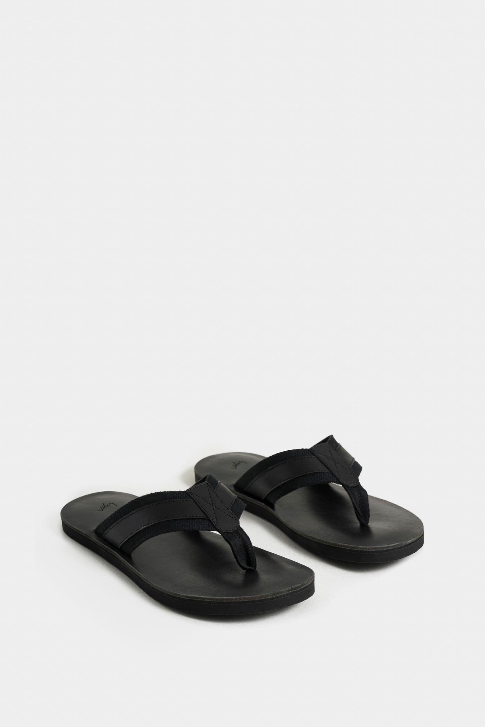 Vélez Sandalia Plana Alfil 2 Cuero Hombre Reata Negro-1