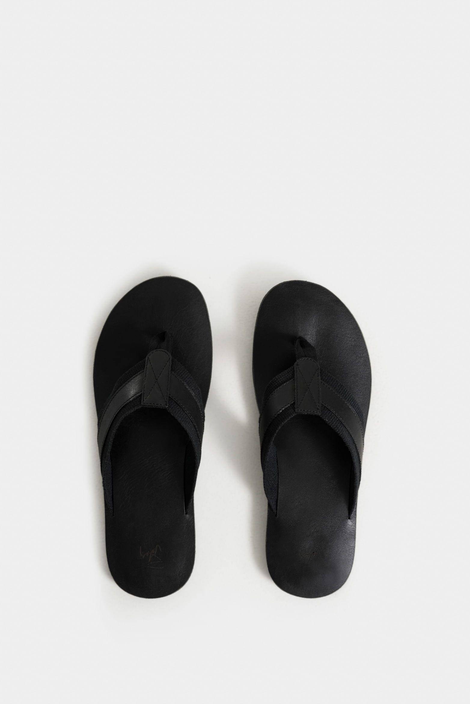 Vélez Sandalia Plana Alfil 2 Cuero Hombre Reata Negro-3