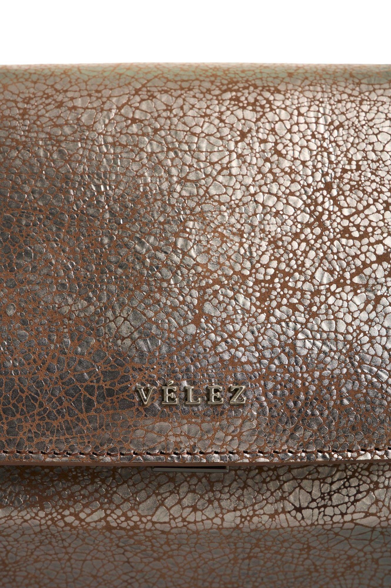 Vélez Cartera Cuero Folia Mujer Lili Craquelado Plata-3