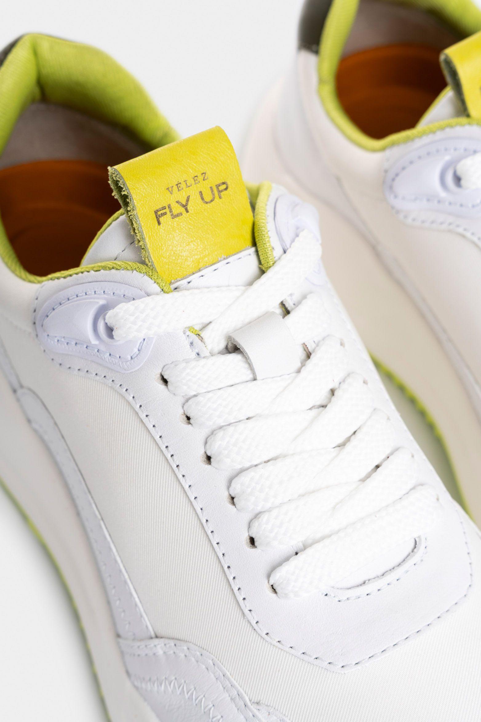 Zapatillas urban dinora en lona con cuero para mujer contraste Blanco-4