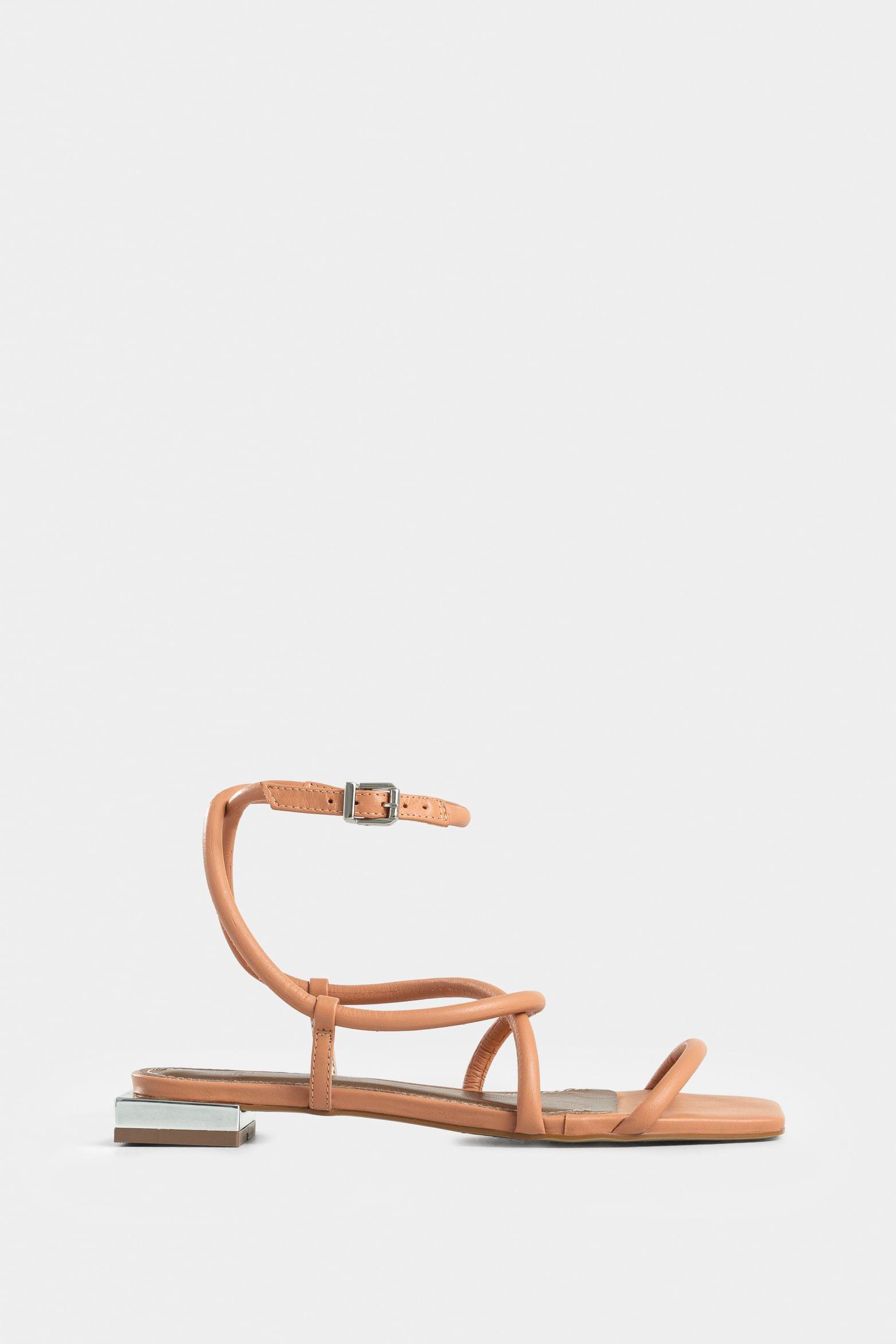 Vélez Sandalia Plana Amanecer Cuero Mujer Amarre Al Tobillo Rosado-0