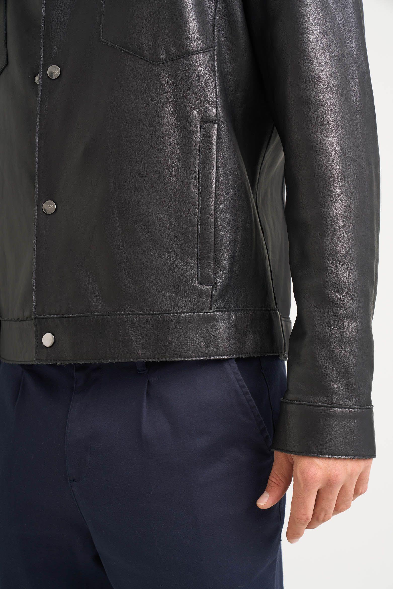 Vélez Chaqueta Lucca De Cuero Hombre Silueta Trucker Negro-4