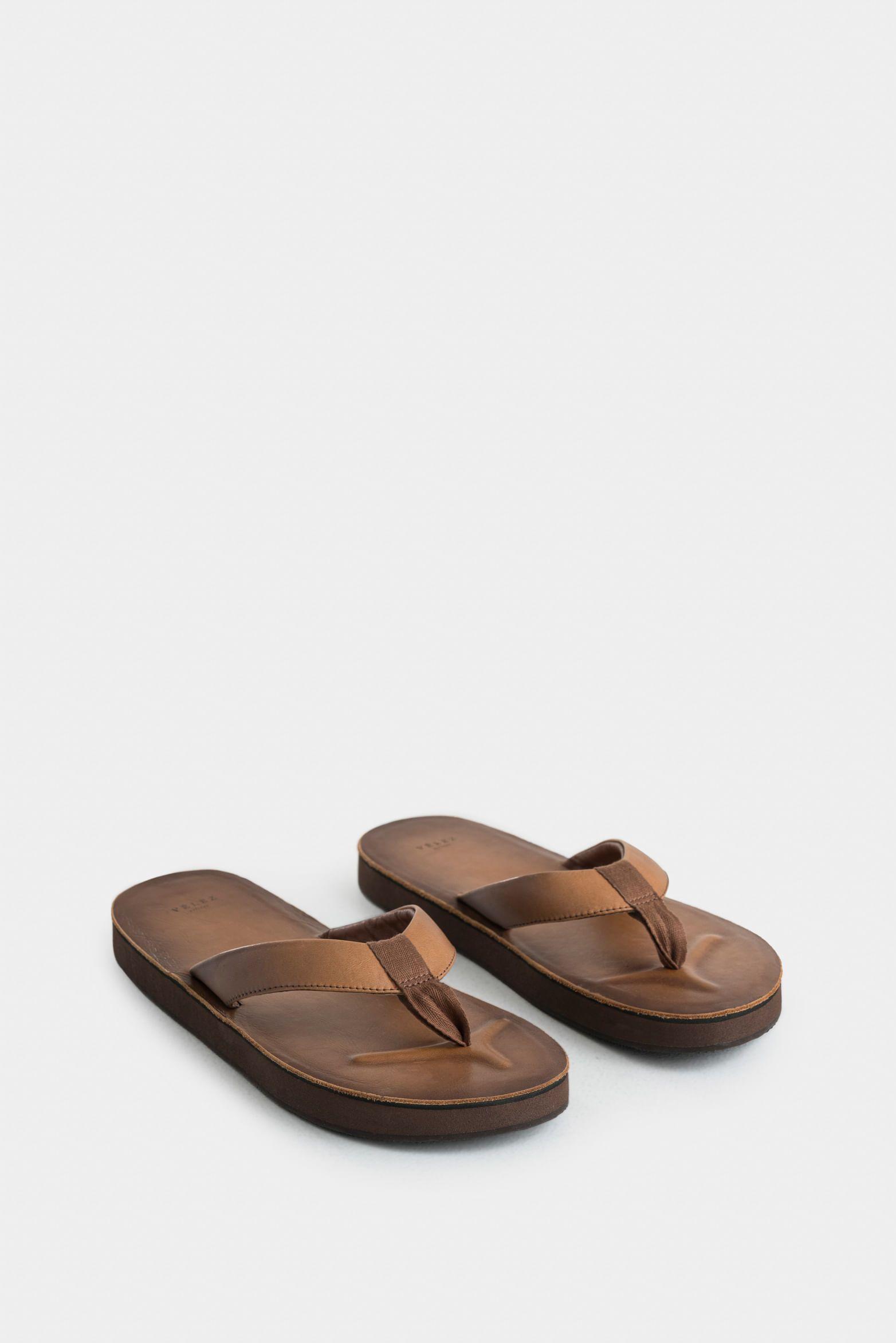 Vélez Sandalia Plana Navarra Cuero Hombre Tres Puntadas Miel-1