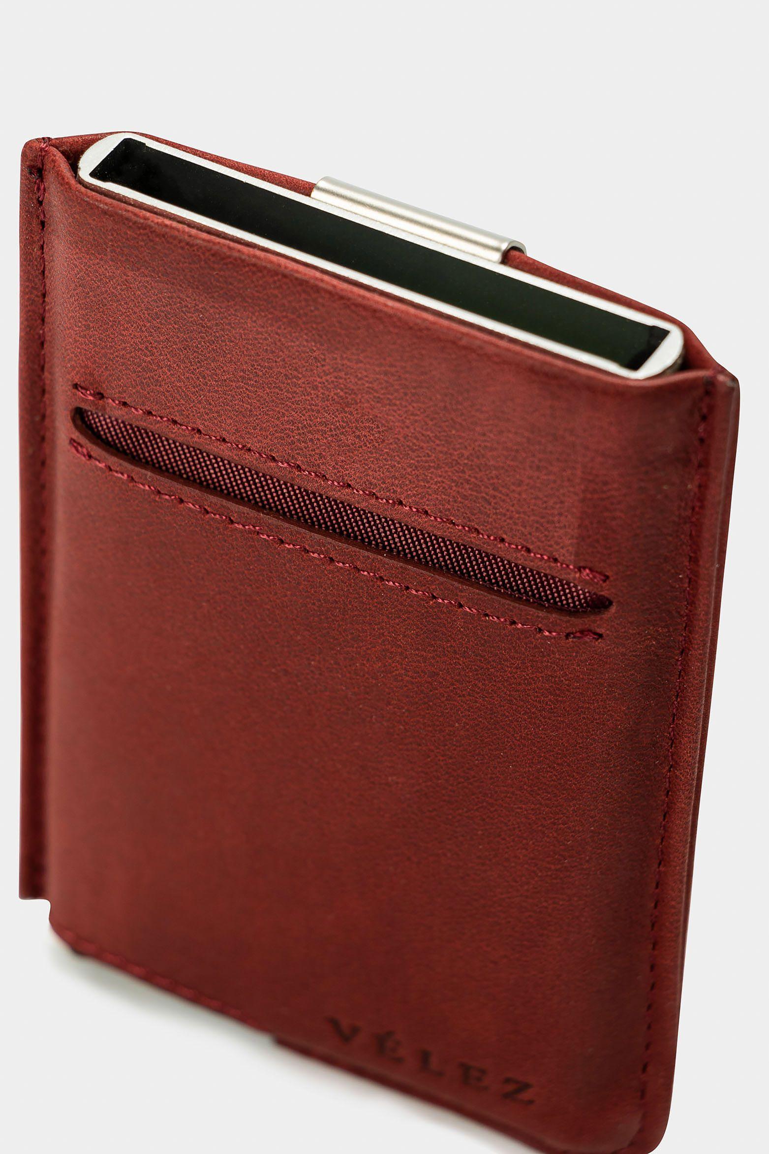Vélez Porta Documentos De Cuero Miniwallet Vinotinto-2