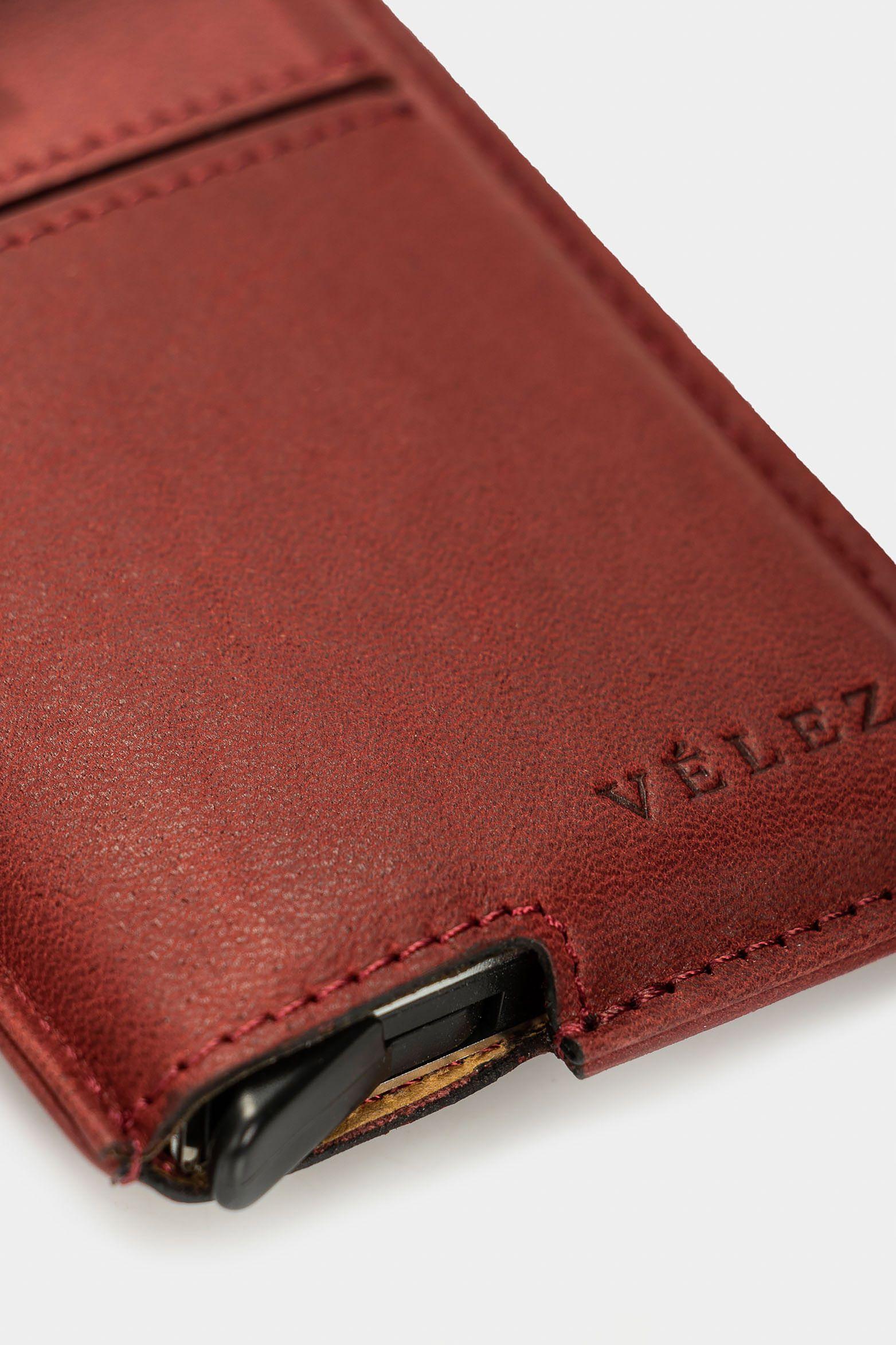 Vélez Porta Documentos De Cuero Miniwallet Vinotinto-4