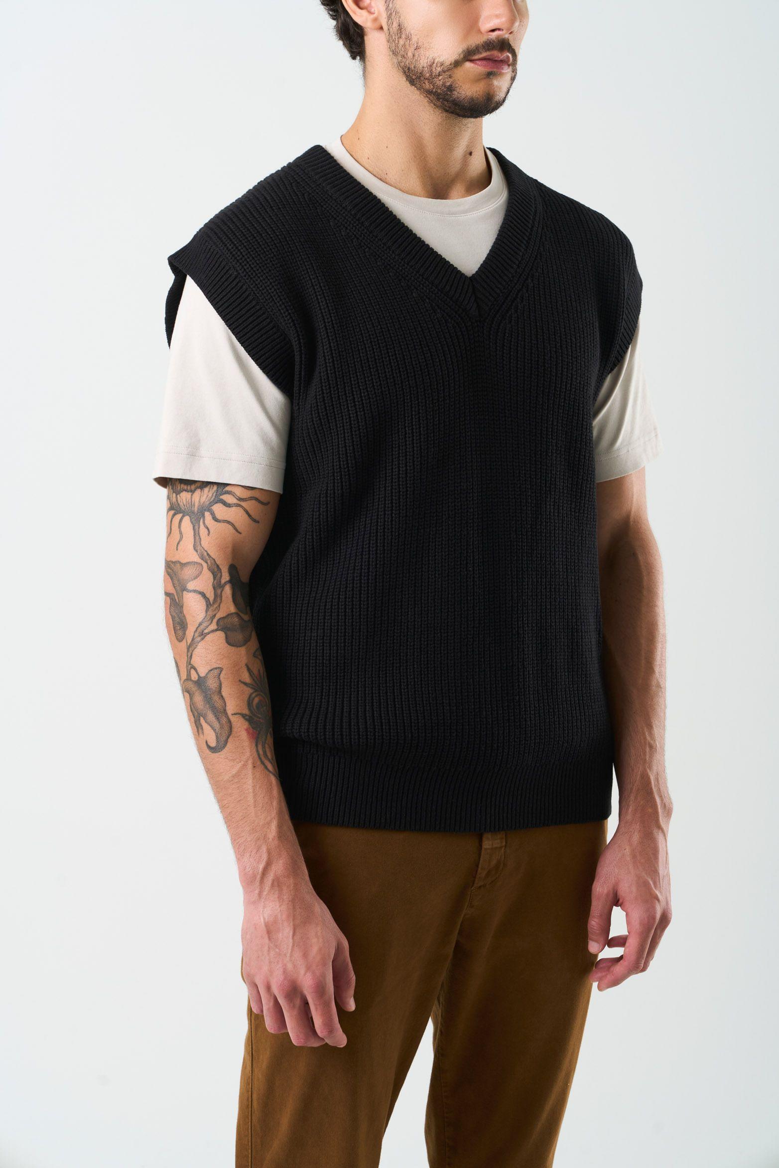 Vélez Chaleco Tejido Oversized  Hombre Zenon Negro-4