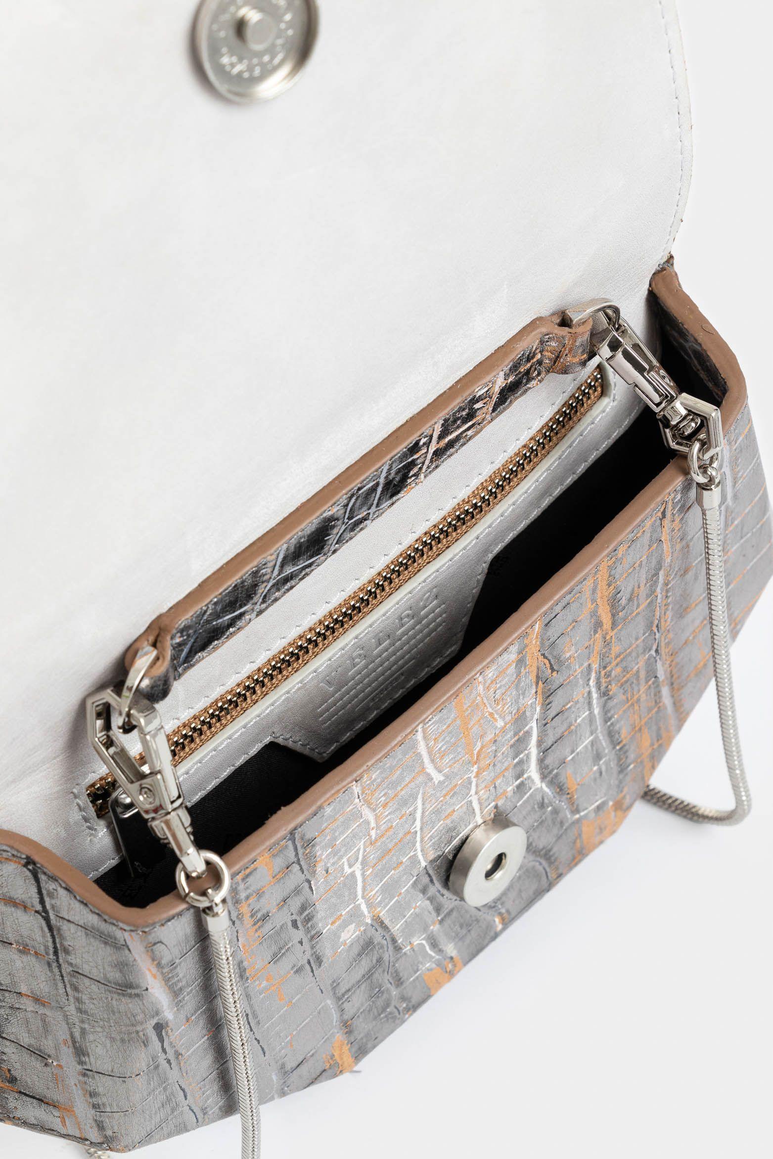 Manos libres mini Hexa de cuero para mujer corte asimétrico plata-4