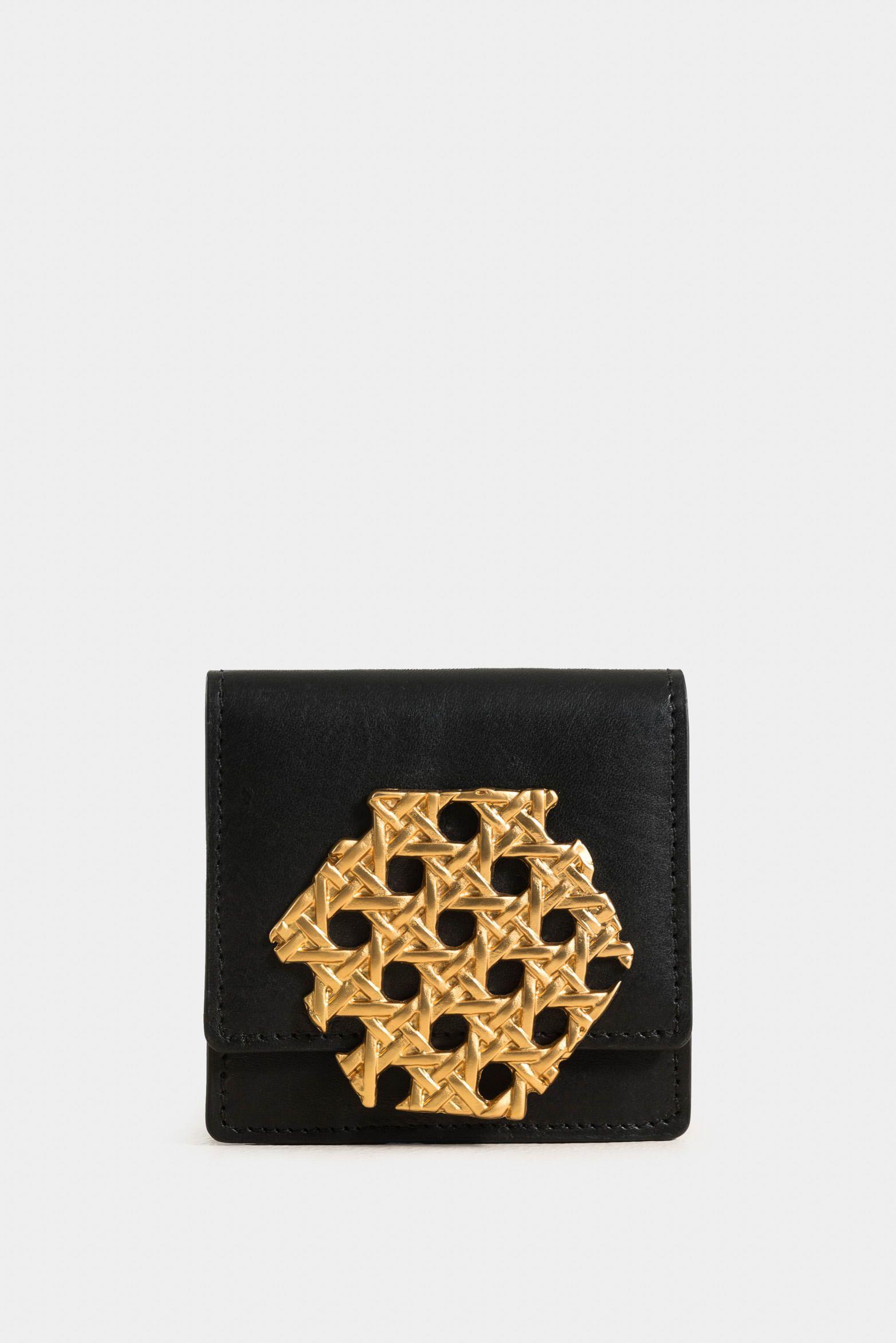 Monedero pistacho de cuero para mujer Lafaurie Negro-0