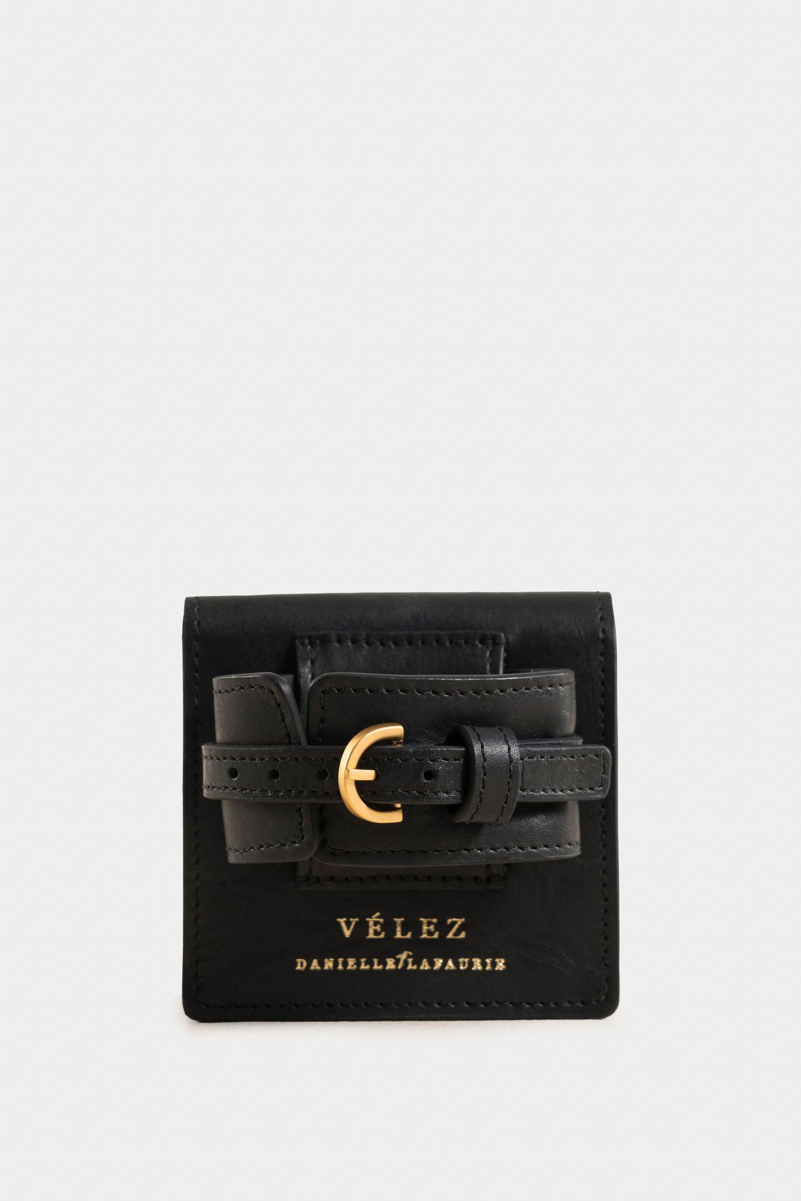 Monedero pistacho de cuero para mujer Lafaurie Negro-2