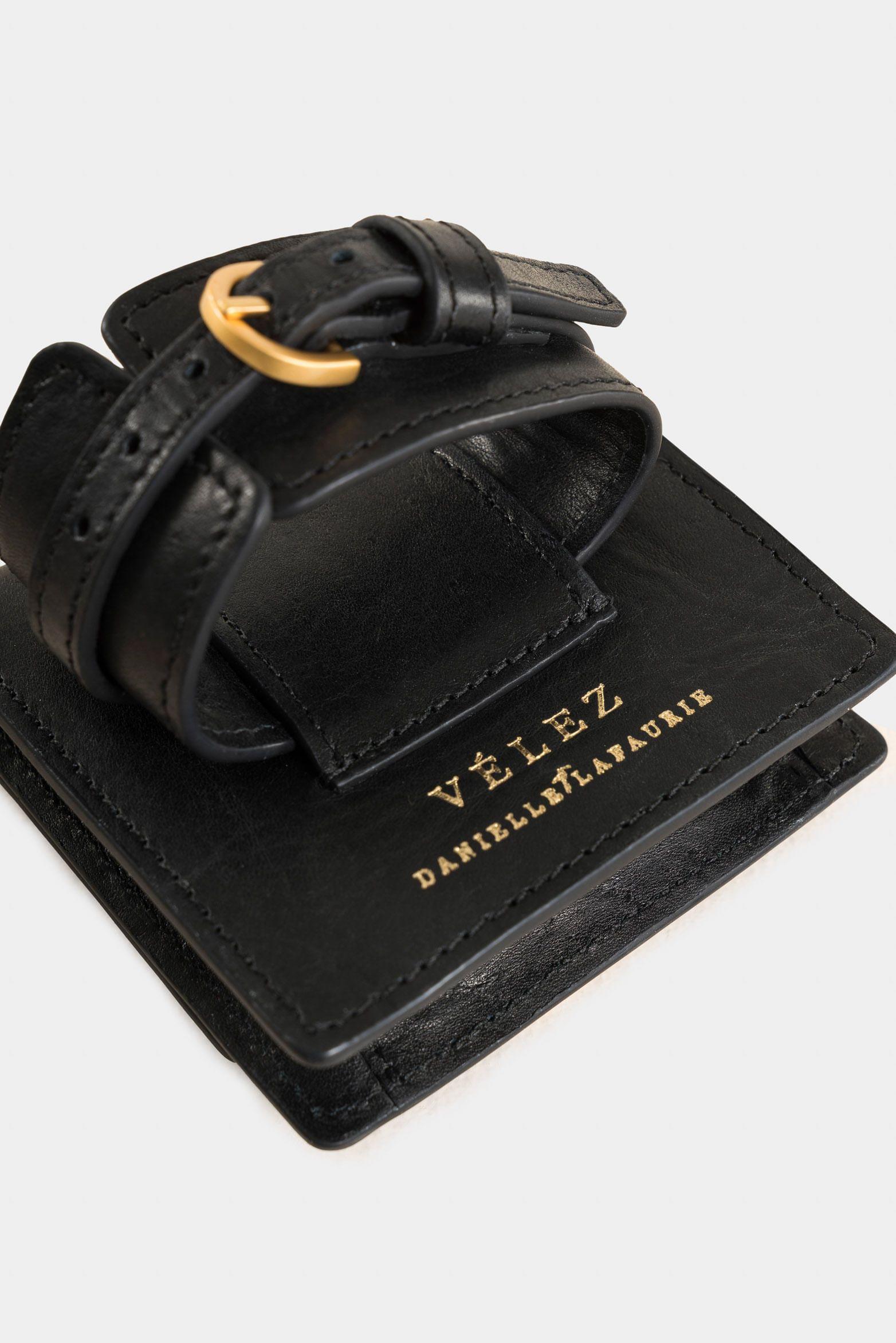 Monedero pistacho de cuero para mujer Lafaurie Negro-3