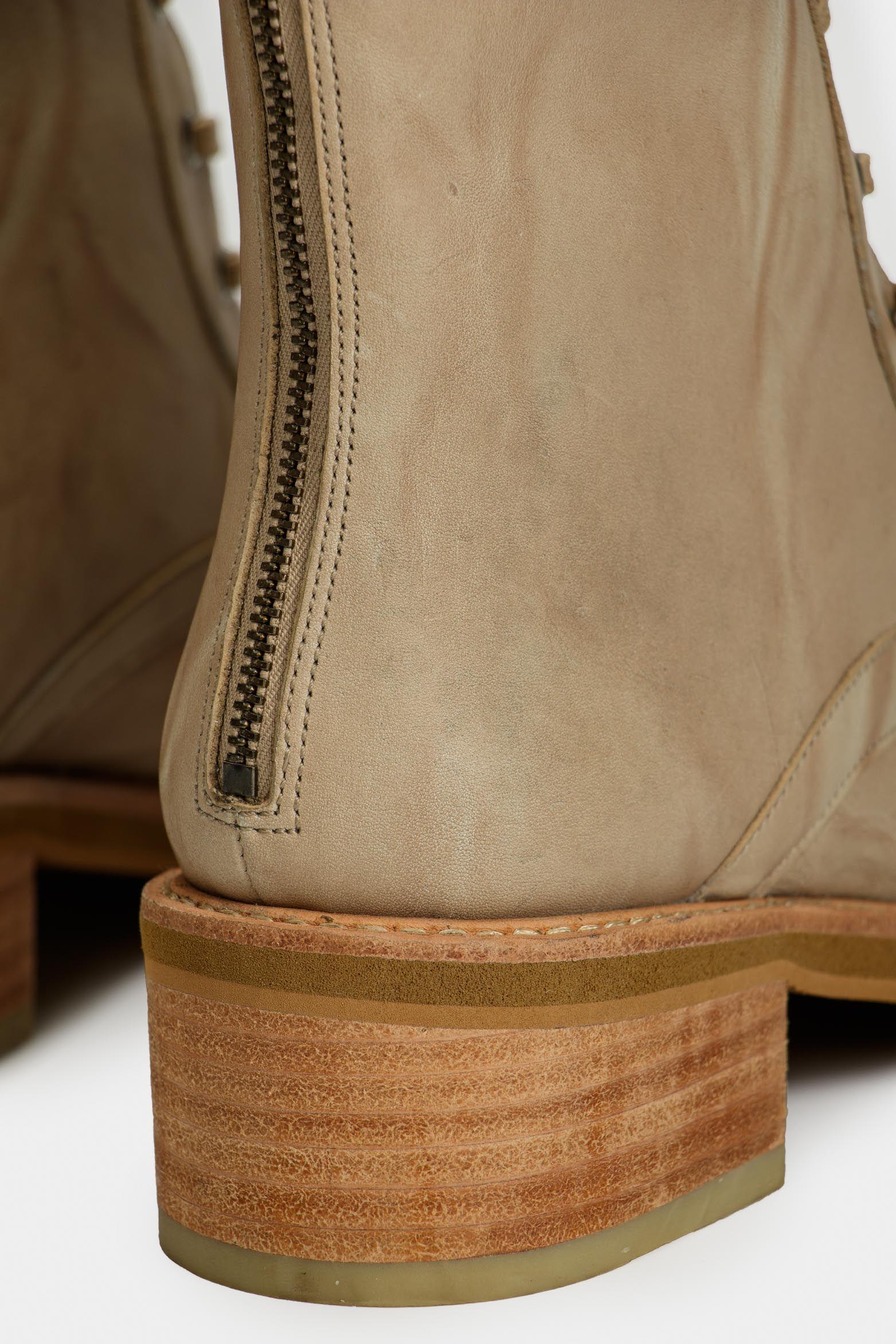 Vélez Botines Lirio De Cuero  Mujer Tipo Militar Beige-4