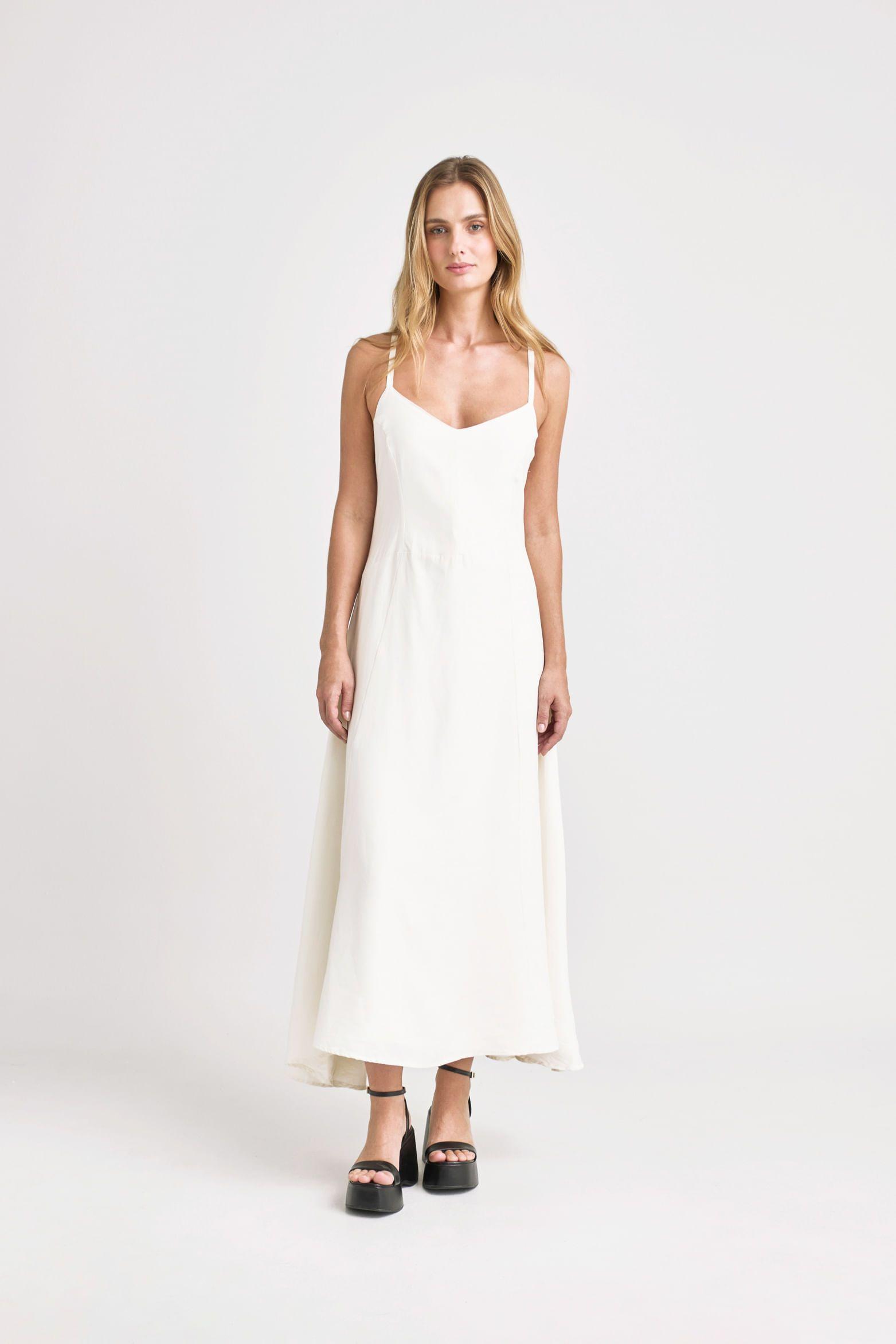 Vélez Vestido Clavel Tejido Plano Mujer  Recogido Blanco-0