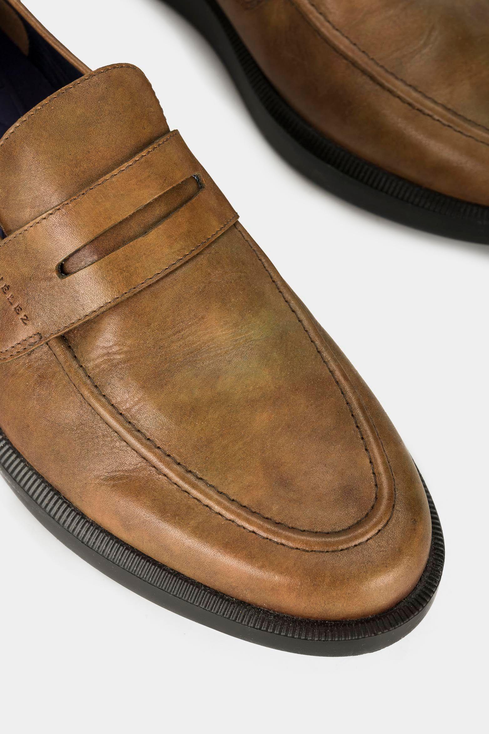 Vélez Mocasín Lugano De Cuero  Hombre Efecto Artesanal Cafe-3