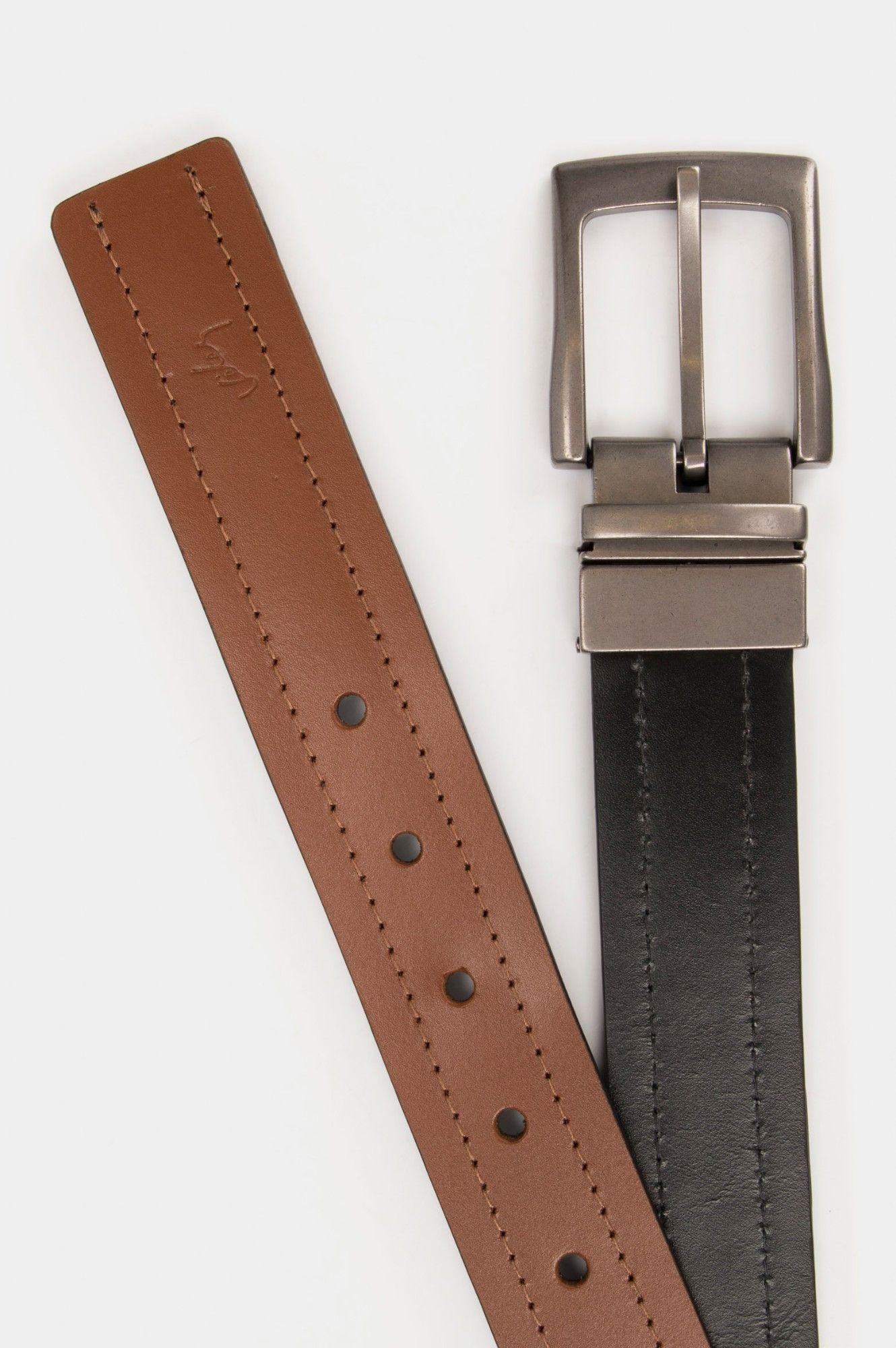 Vélez Cinturón Doble Faz Kafka Cuero Hombre Hebilla Reversible Negro-1