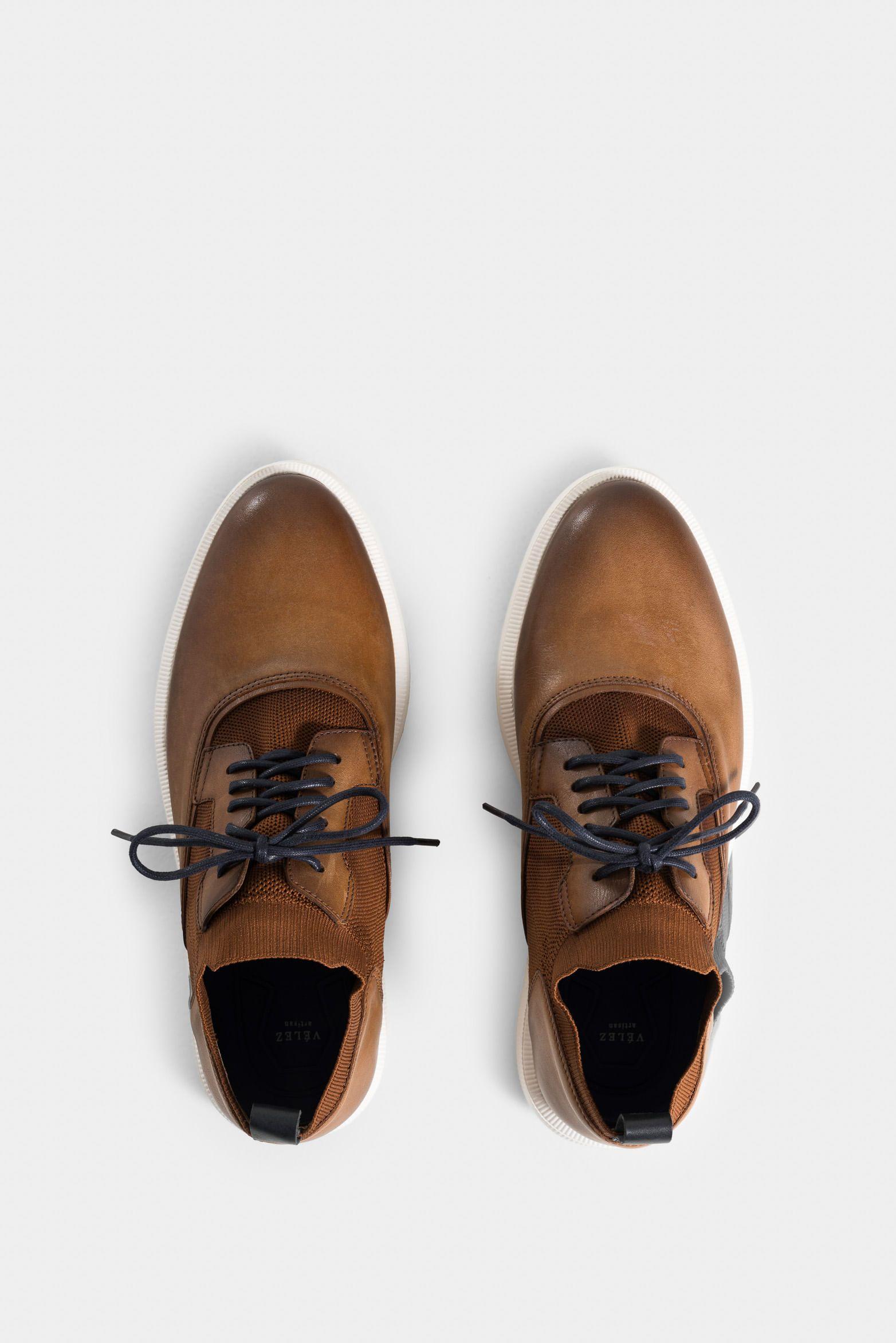 Zapatos cordón ibis 2 de cuero para hombre capellada tejida miel-3