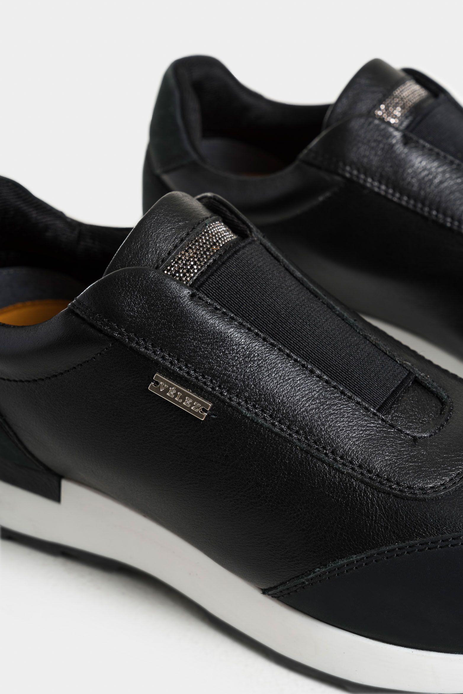 Mocasines zipa de cuero para mujer detalles millaré negro-4