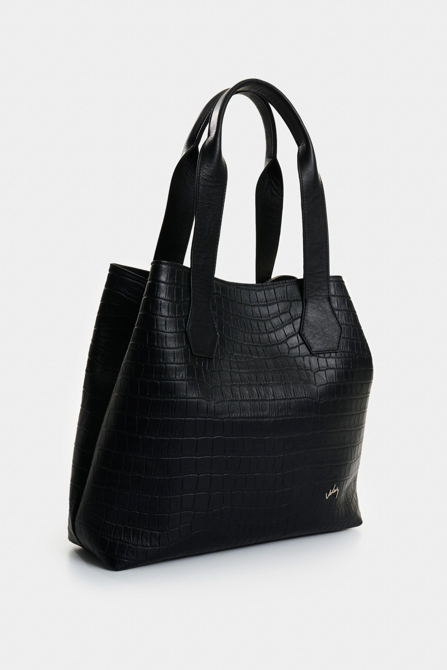 Vélez Shopping Silene De Cuero Para Mujer Grabado Negro-1