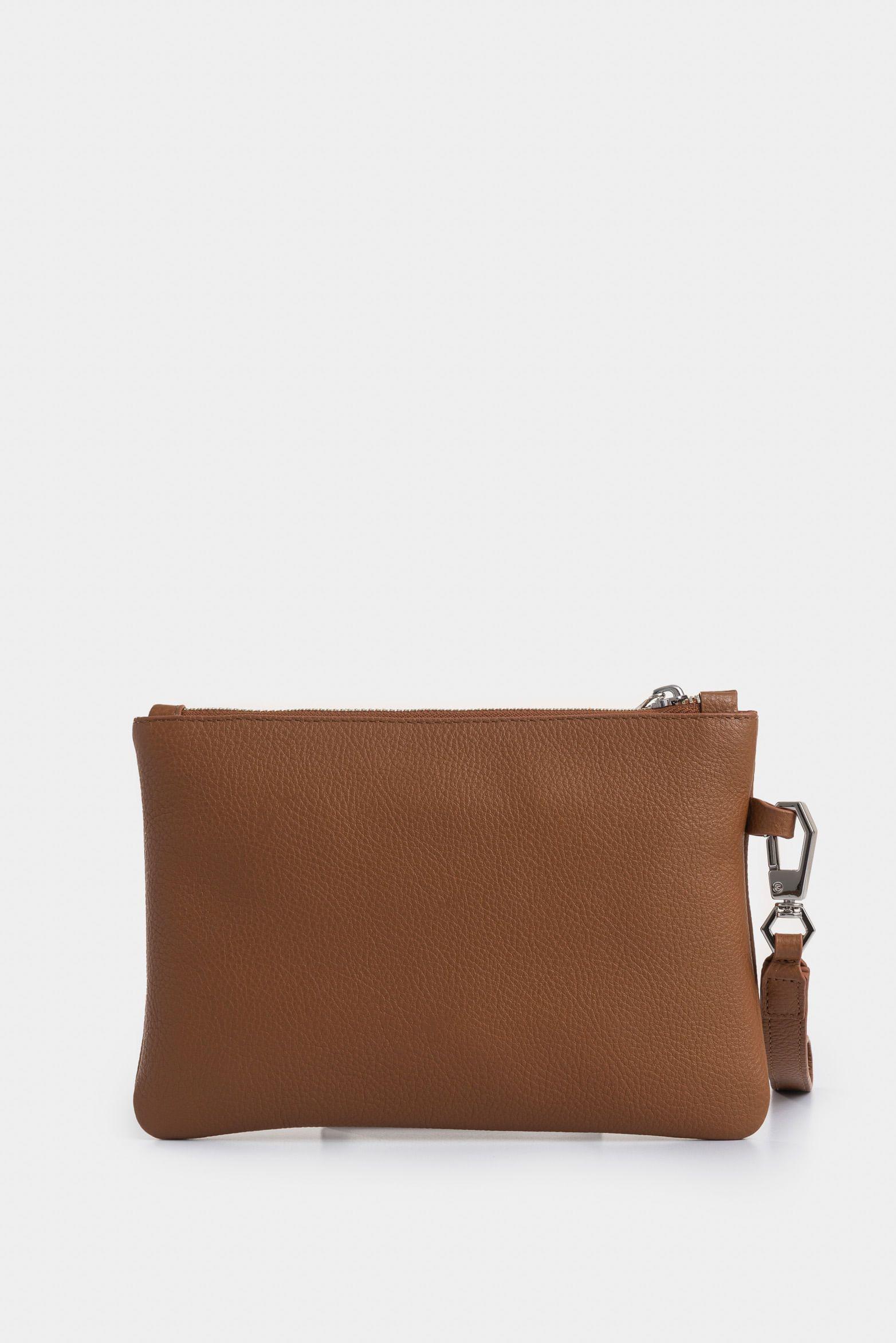 Cosmetiquera Storni de cuero para mujer manija removible miel-2