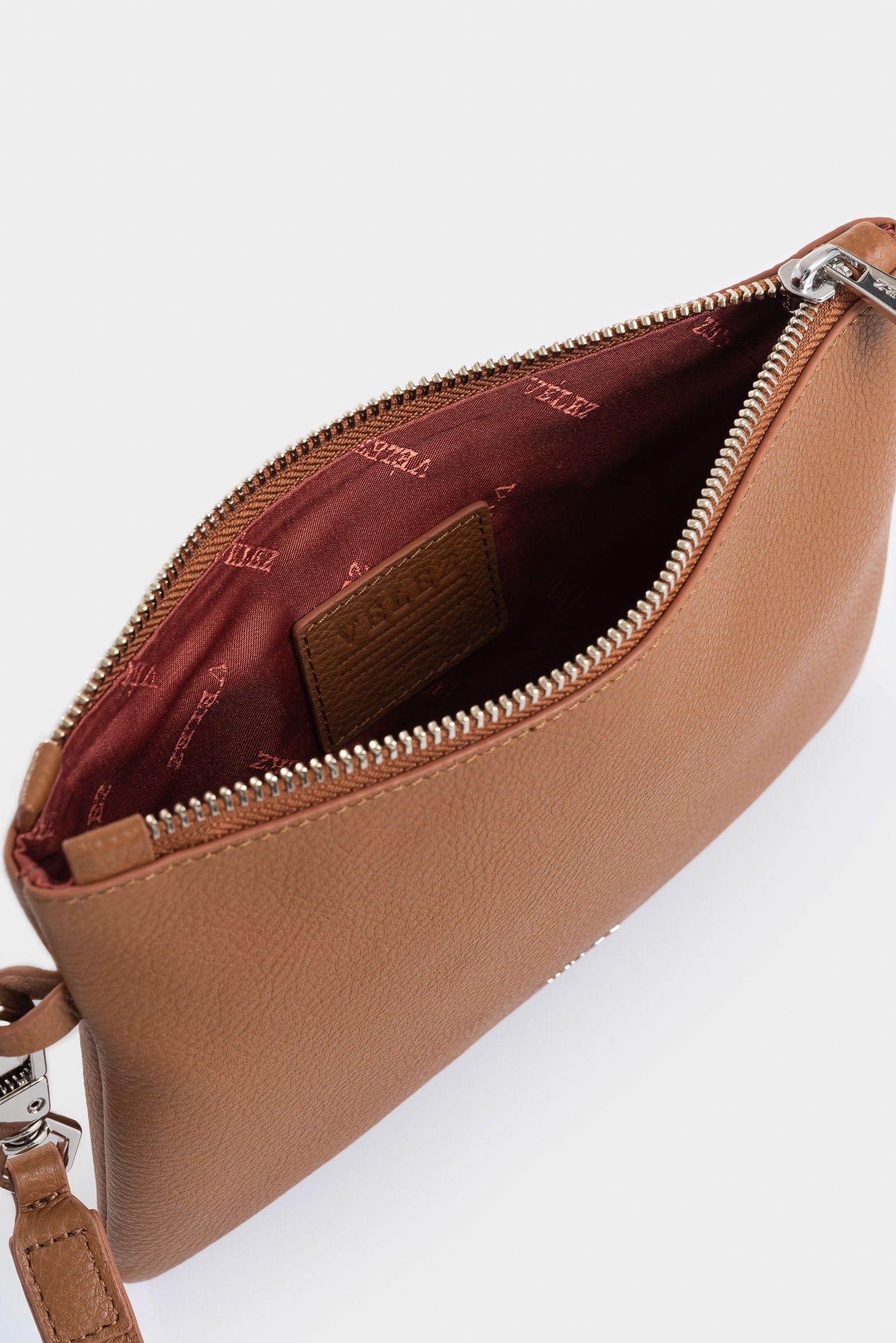 Cosmetiquera Storni de cuero para mujer manija removible miel-4