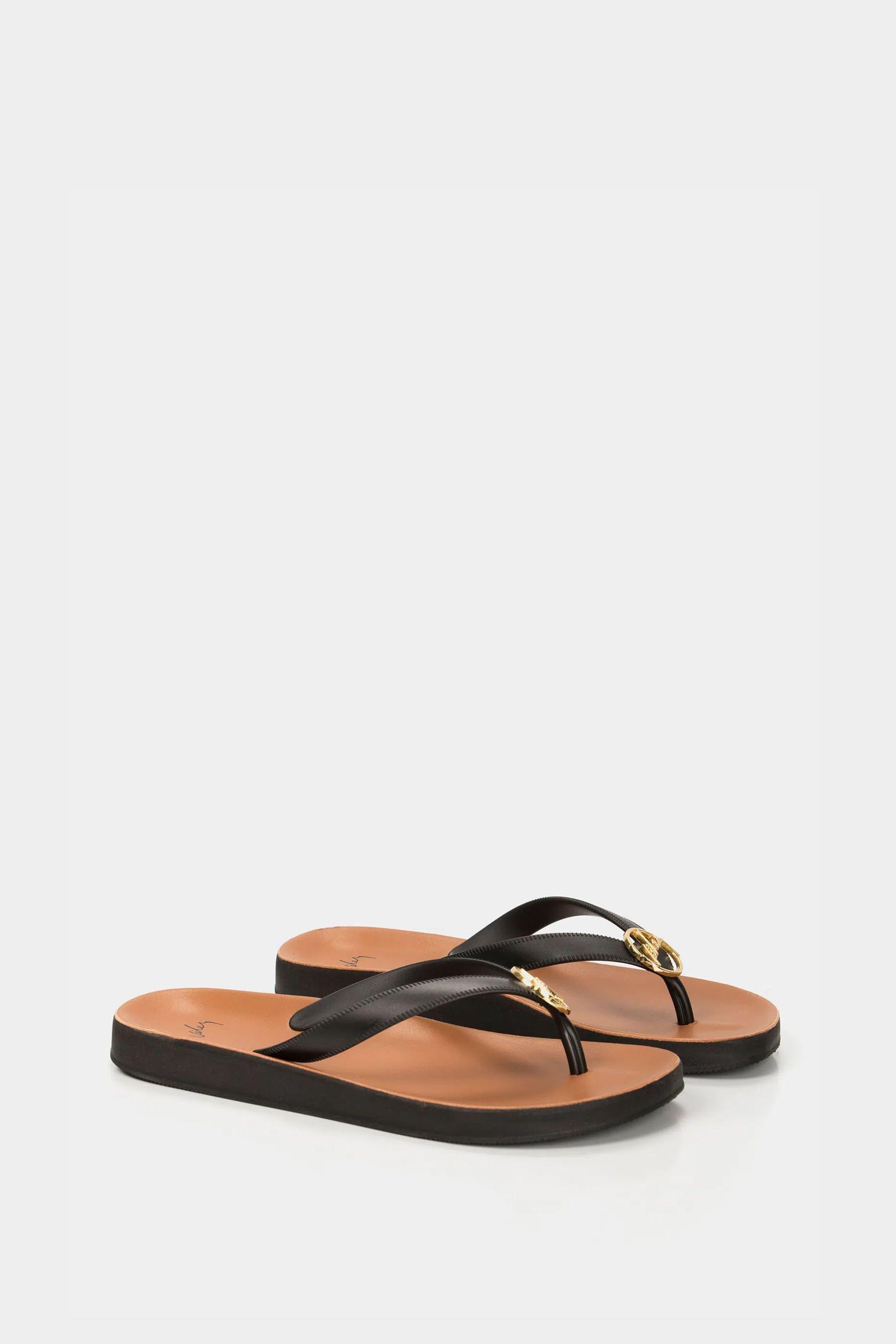 Vélez Sandalia Playera Jamaica Cuero Mujer Herraje Vz Negro-1