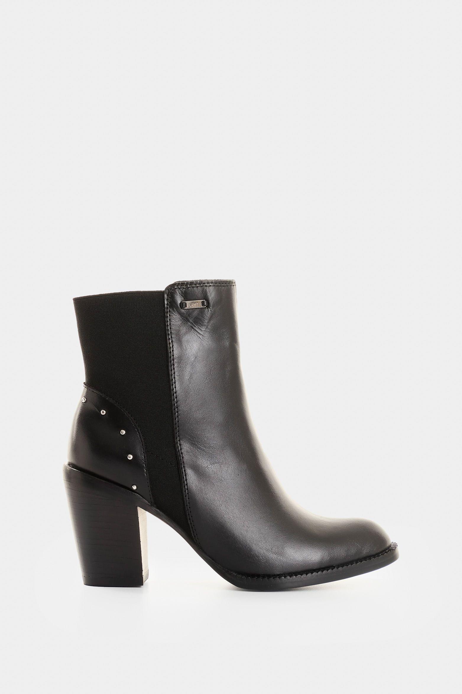 Vélez Botines De Cuero Para Mujer Pearl Negro-0