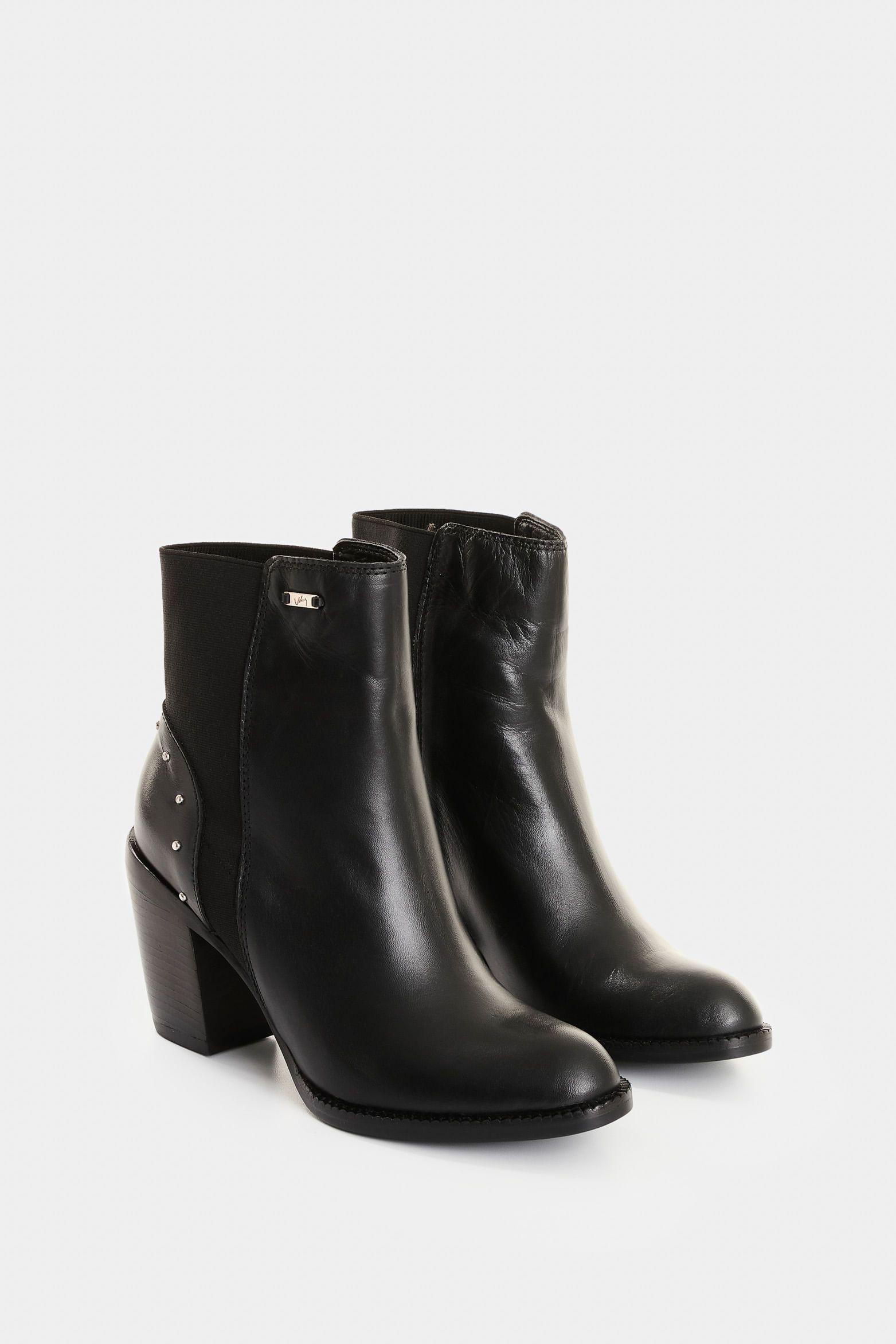 Vélez Botines De Cuero Para Mujer Pearl Negro-1