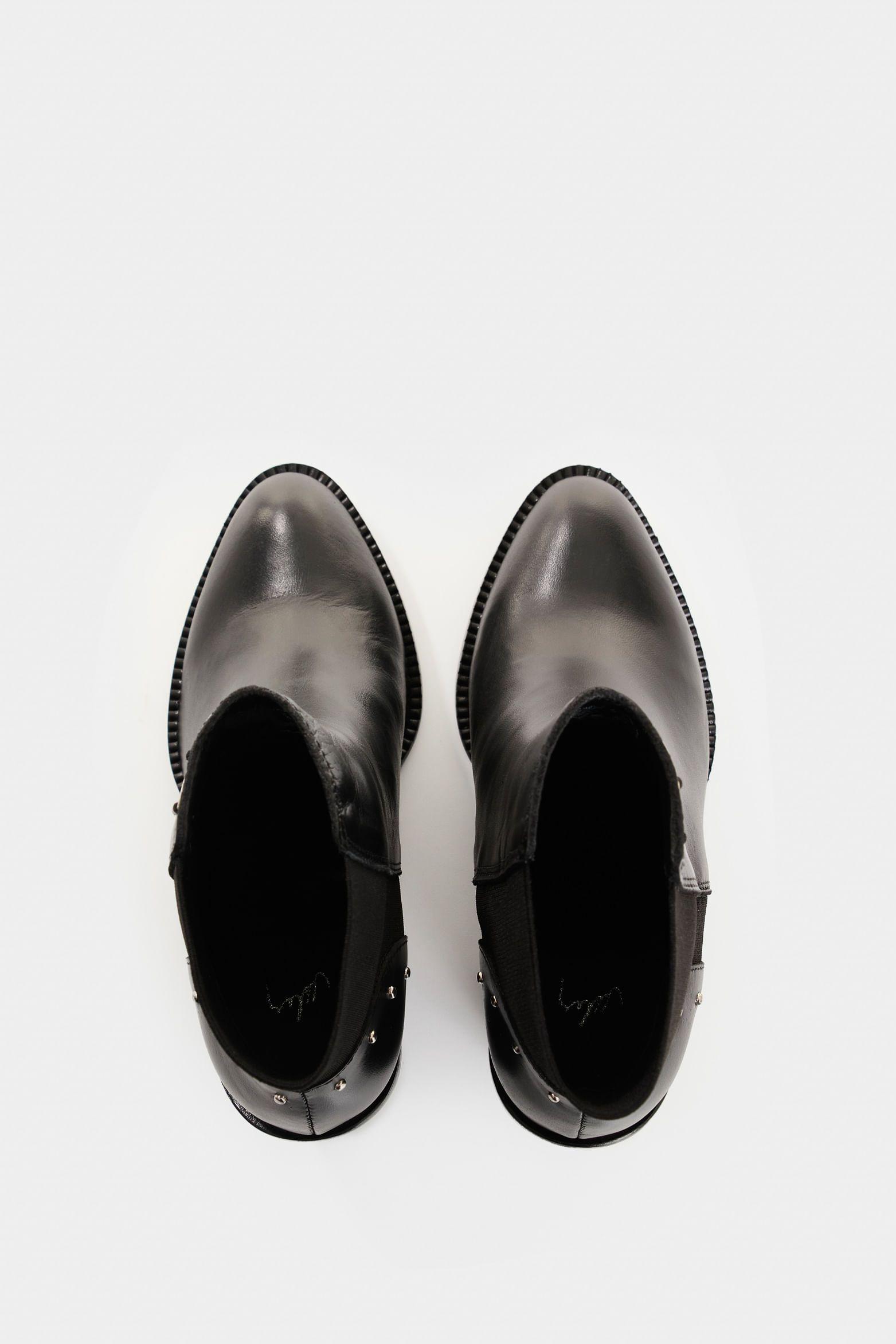 Vélez Botines De Cuero Para Mujer Pearl Negro-3