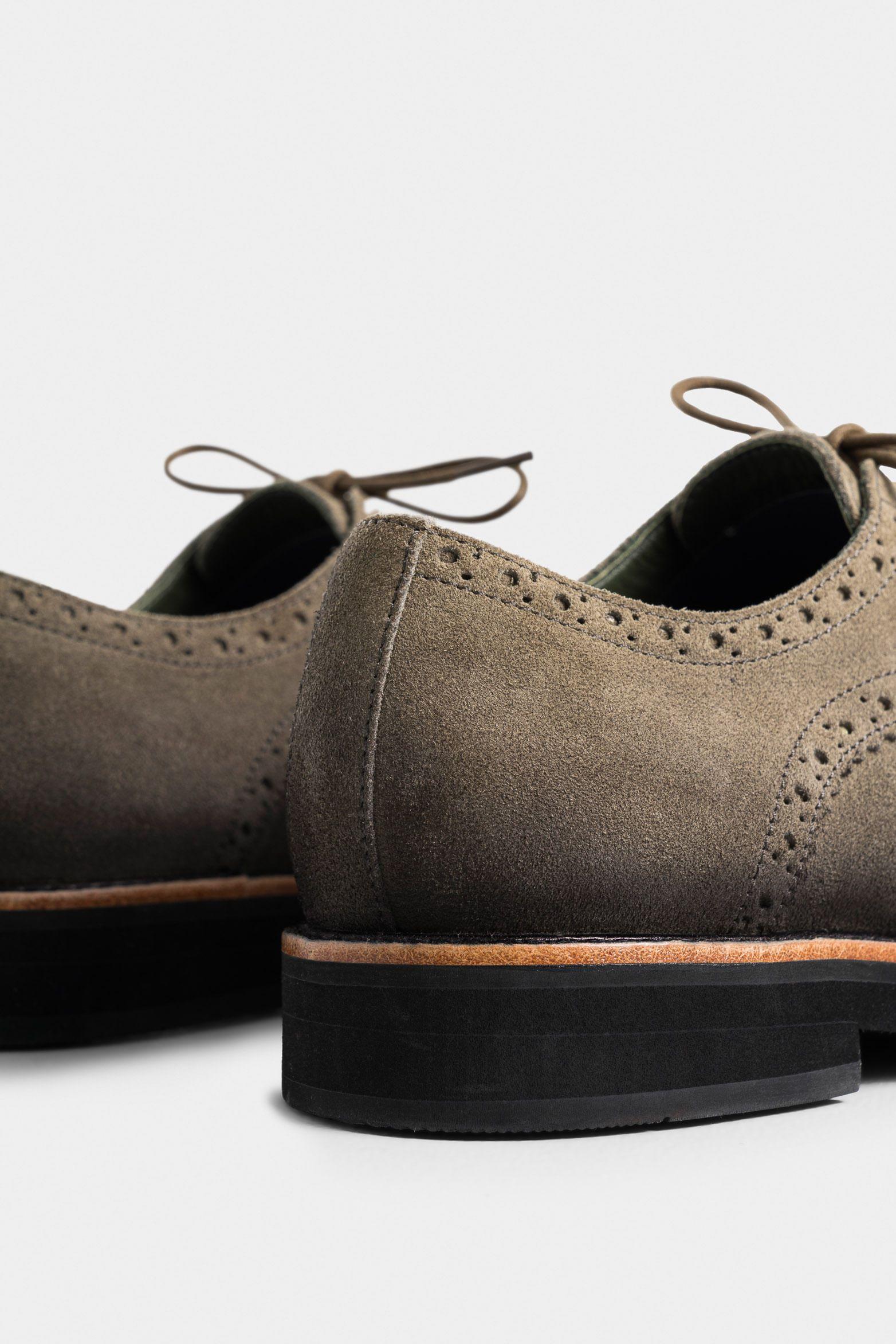 Vélez Zapatos Cordón Alessio Cuero Gamuza Hombre Verde Oliva-4