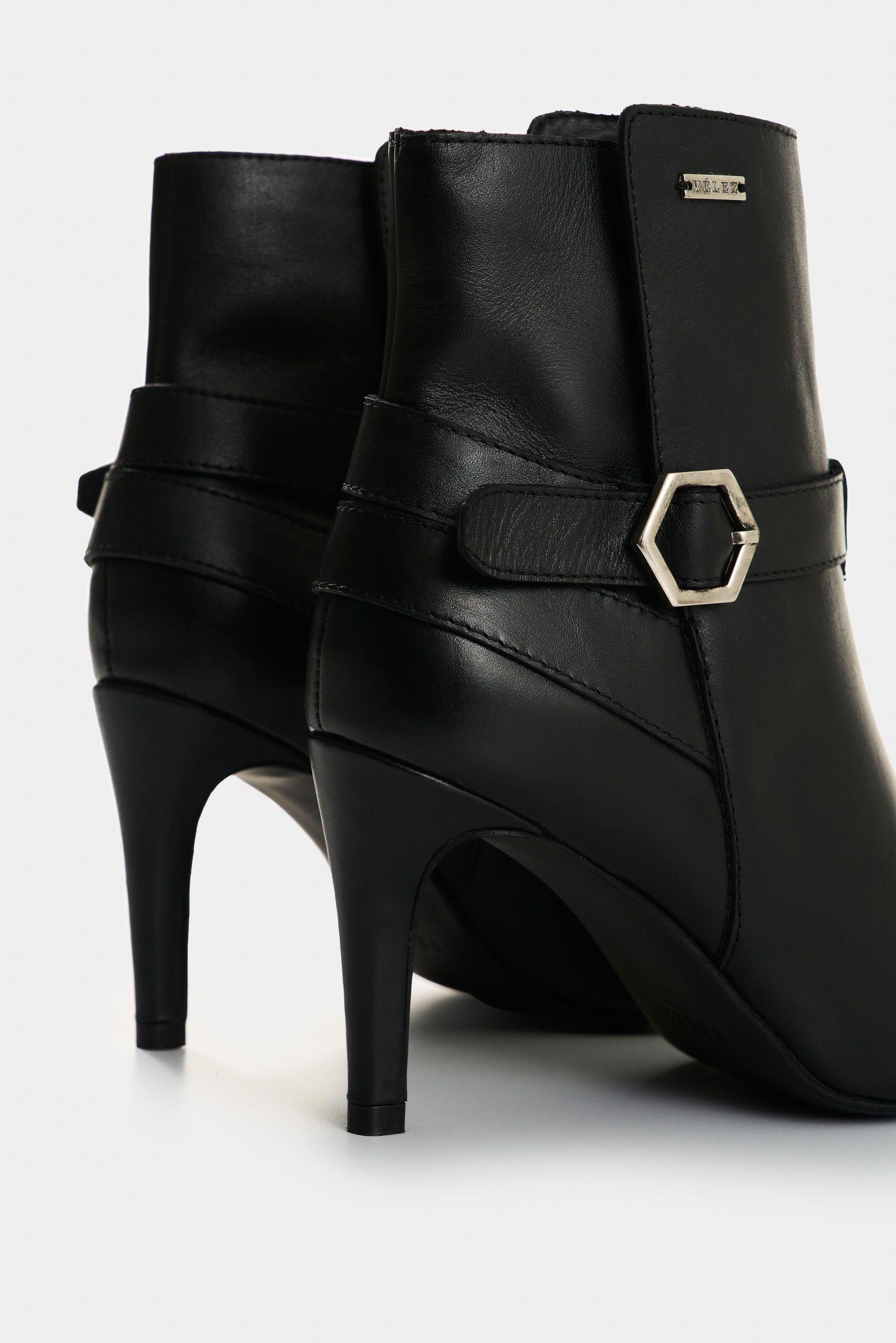 Vélez Botines Calix De Cuero  Mujer Silueta Office Negro-4